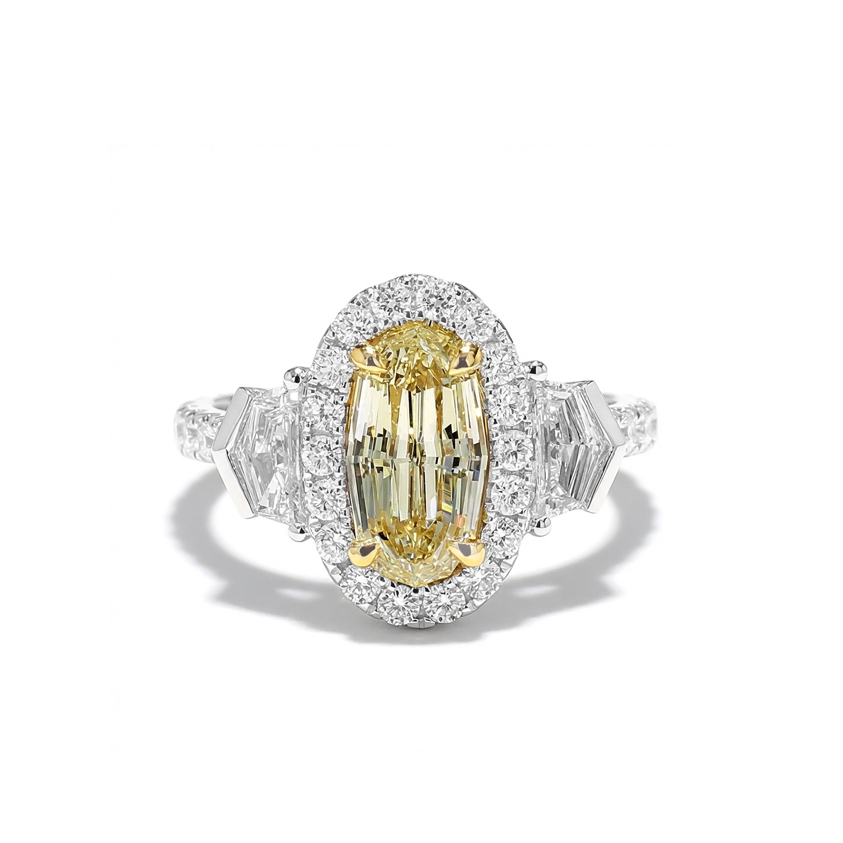 Natural Yellow Oval Diamond Halo Ring | GIA Certified