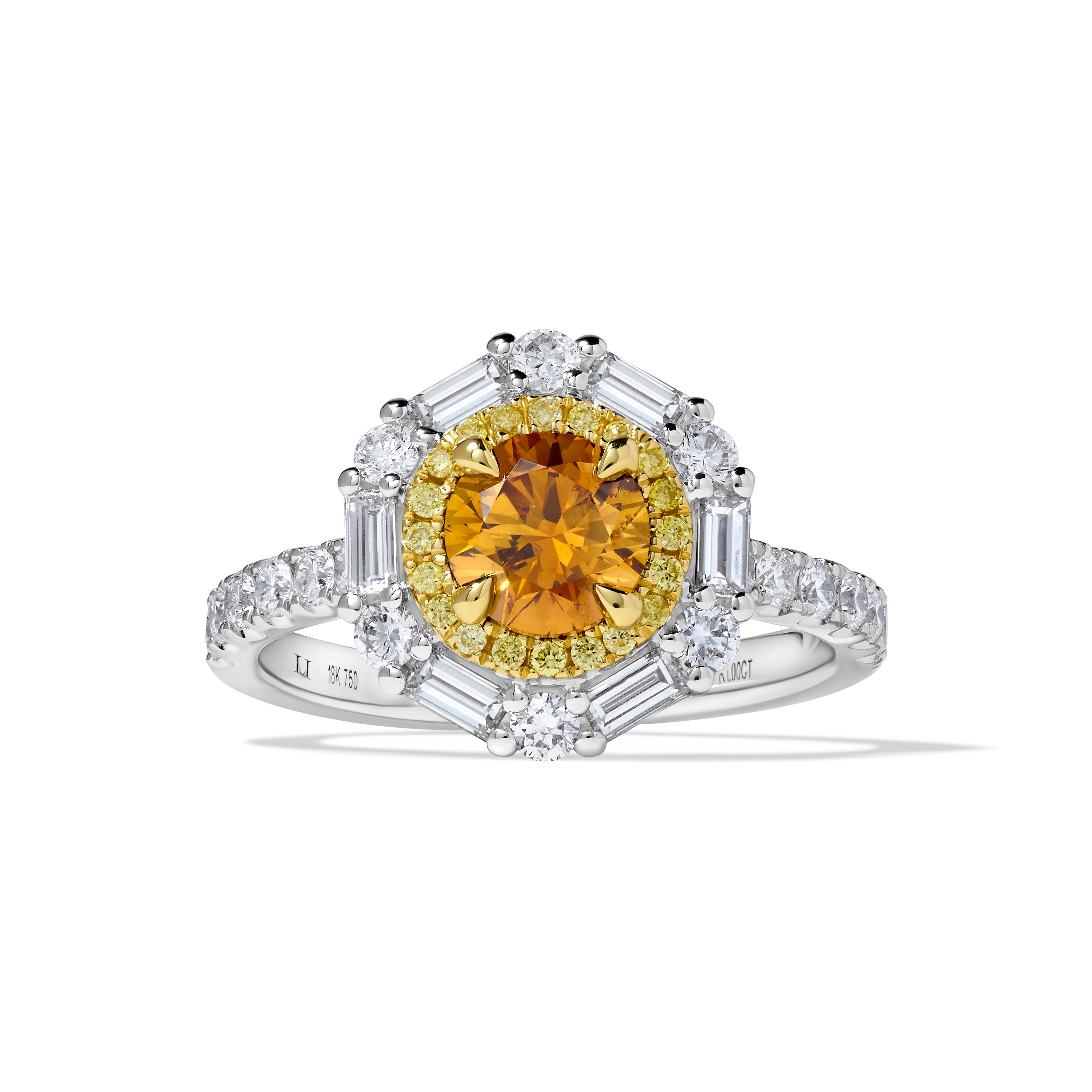 Natural Orange Round Diamond Ring GIA Certified product image 1