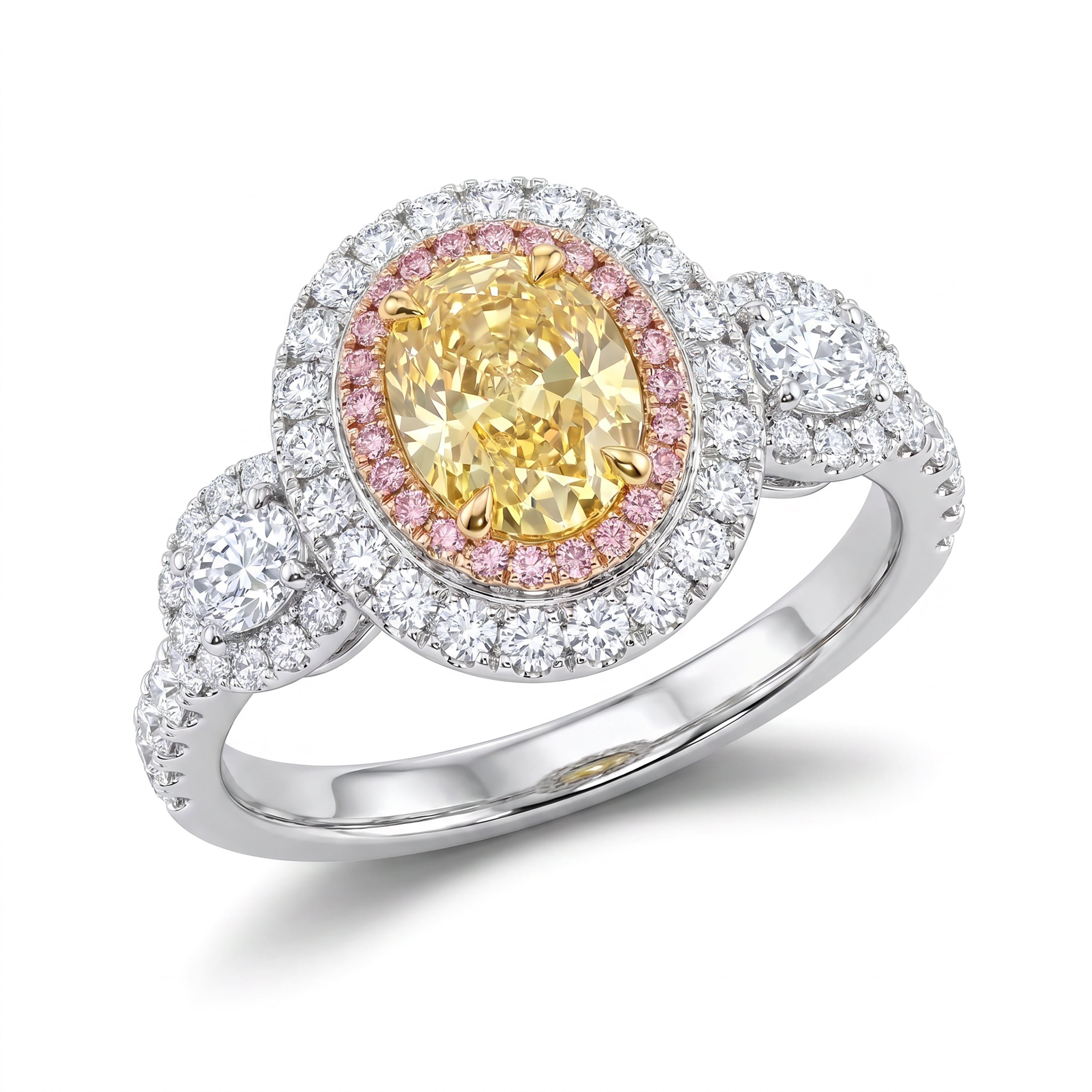 Natural Yellow Oval Diamond Halo Ring | GIA CERTIFIED