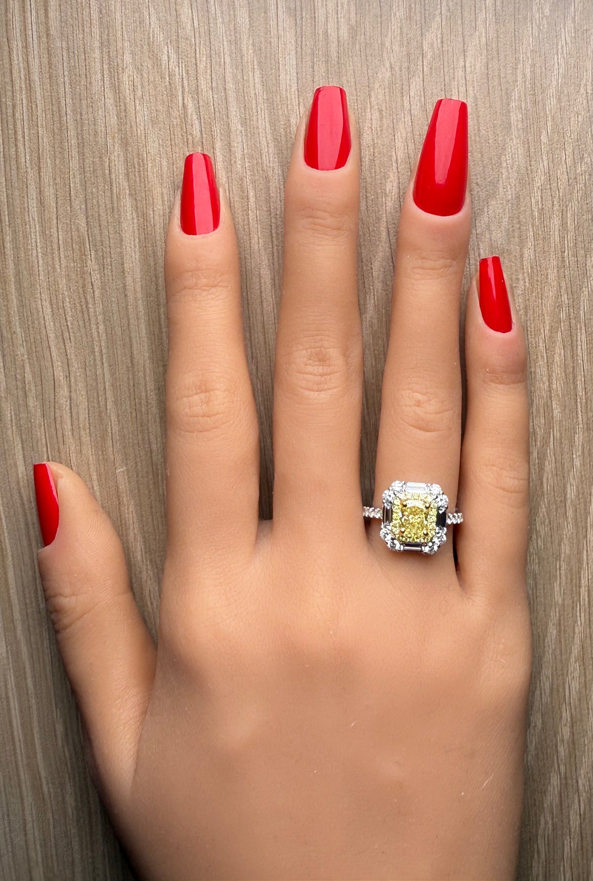 Natural Yellow Cushion Diamond Ring | GIA Certified