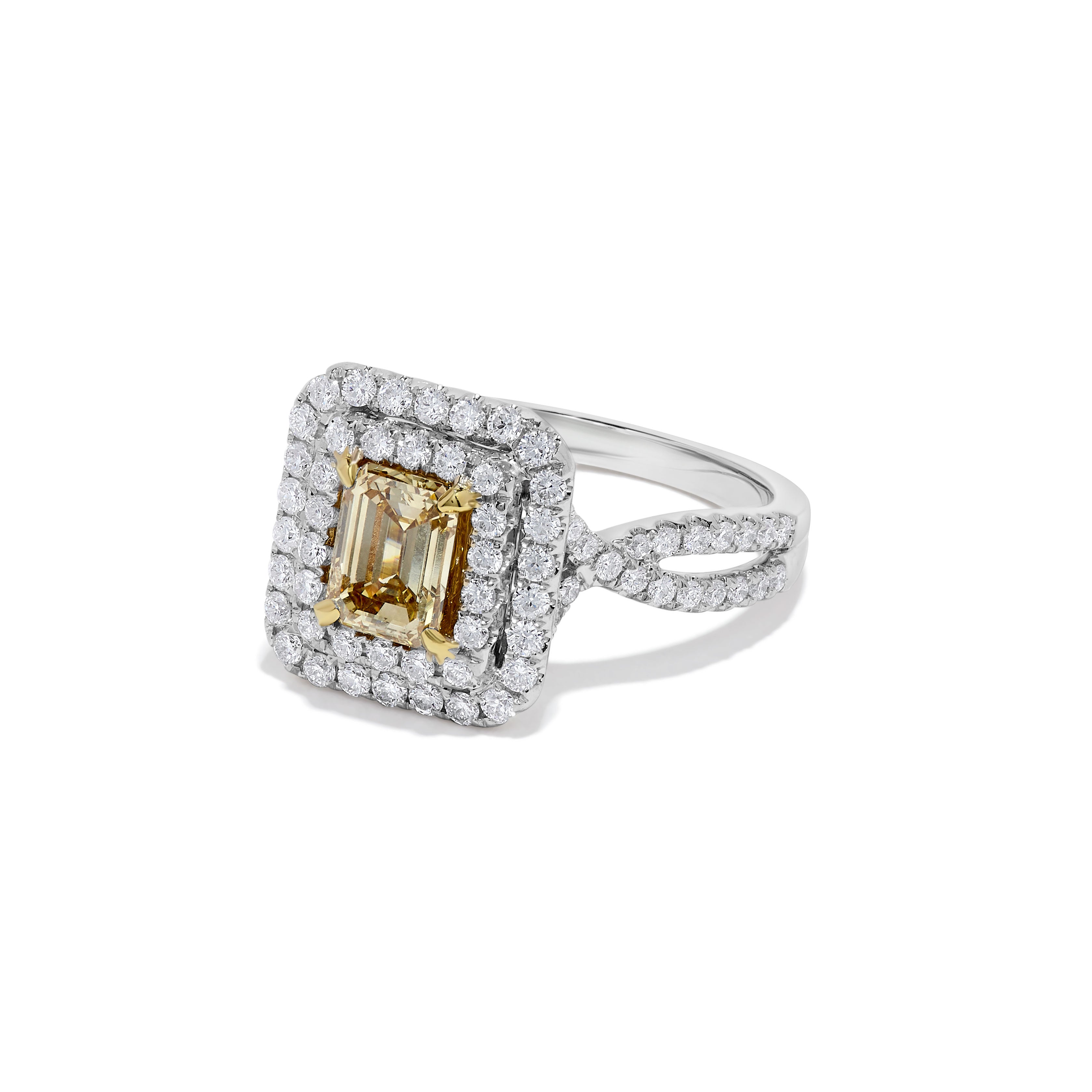 GIA Yellow Emerald Cut & White Diamond Ring JR1108GH
