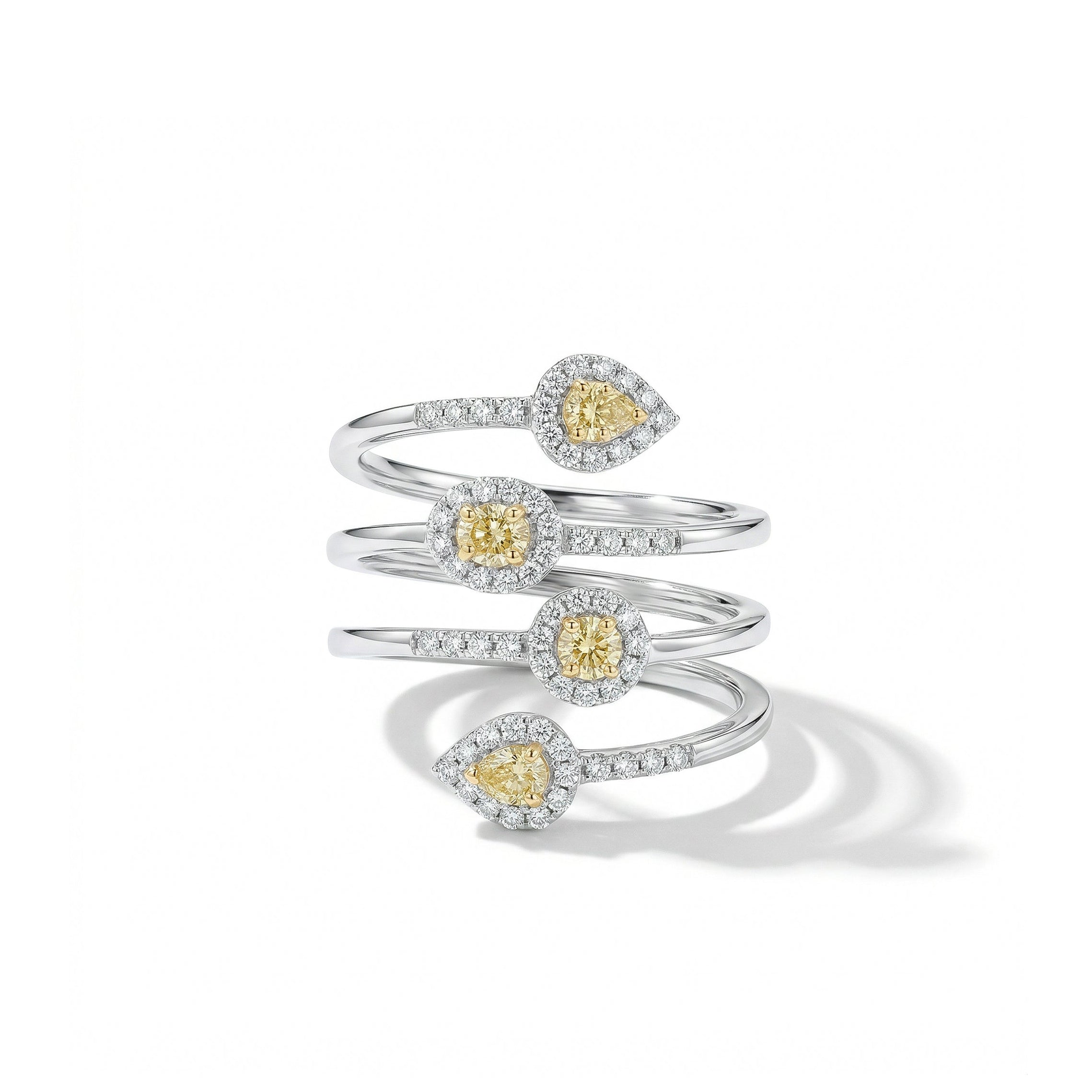 Natural Pink Round Diamond Spiral Ring