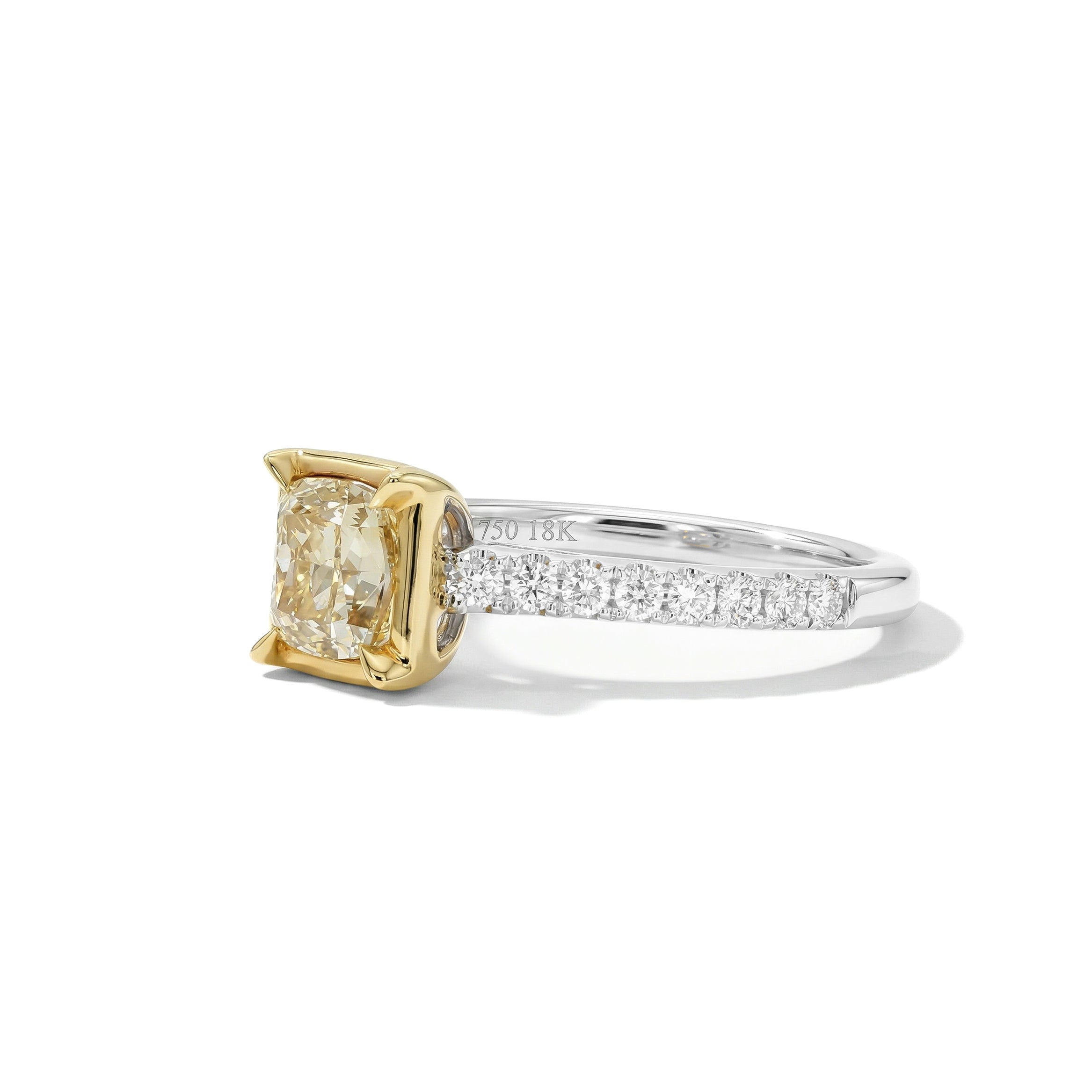Natural Yellow Cushion Diamond Ring | GIA Certified