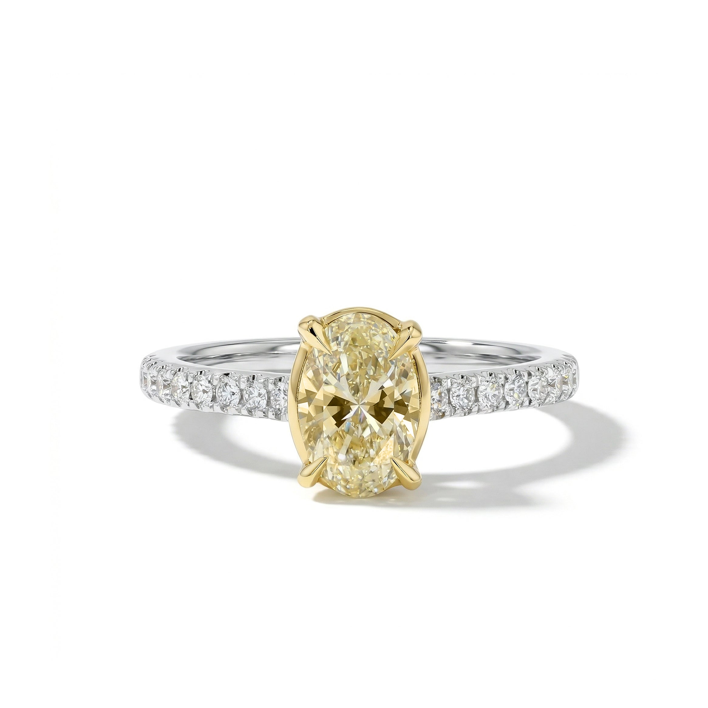 Natural Yellow Oval Diamond Bezel Ring