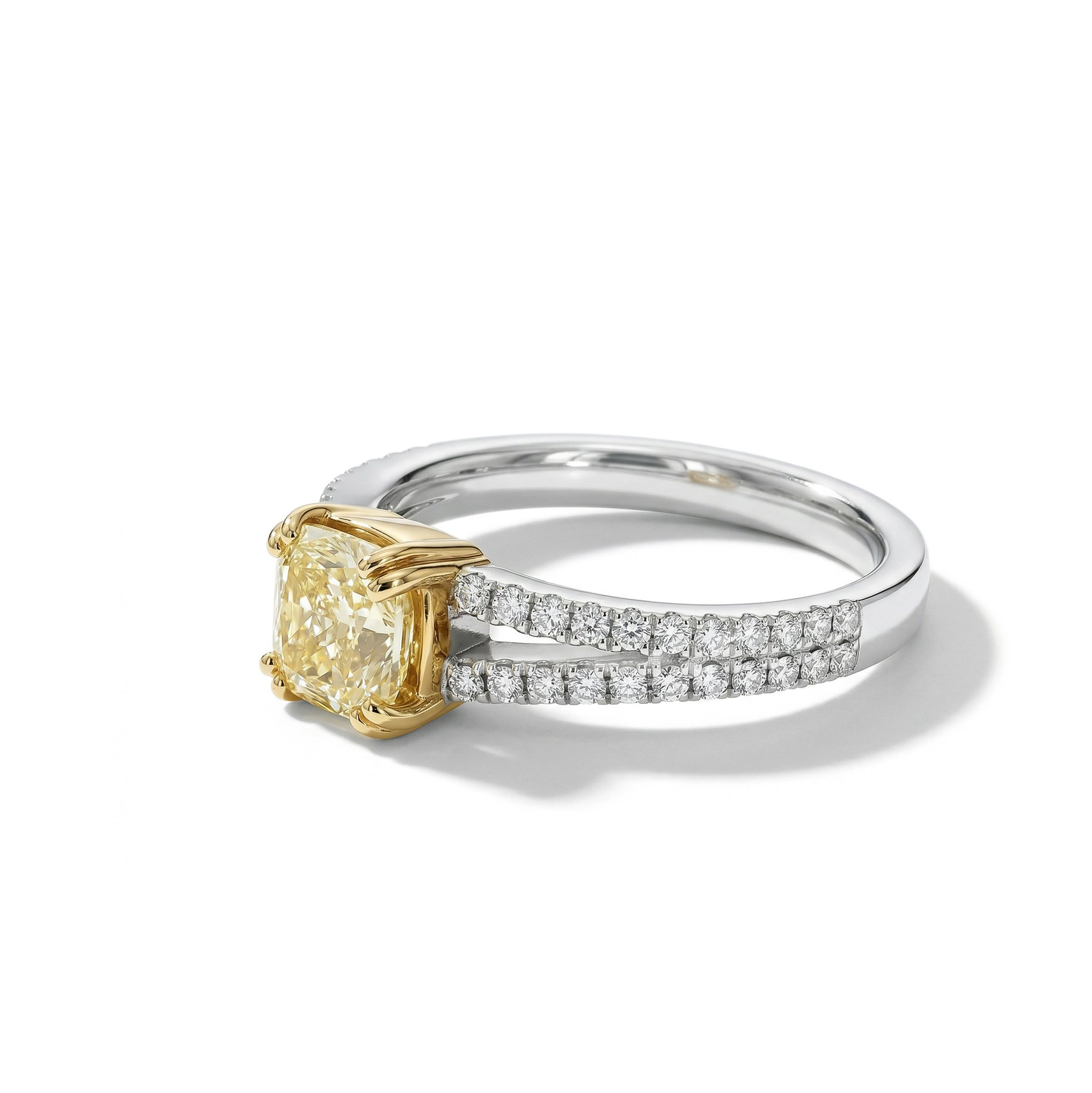 Natural Yellow Cushion Diamond Ring | GIA Certified