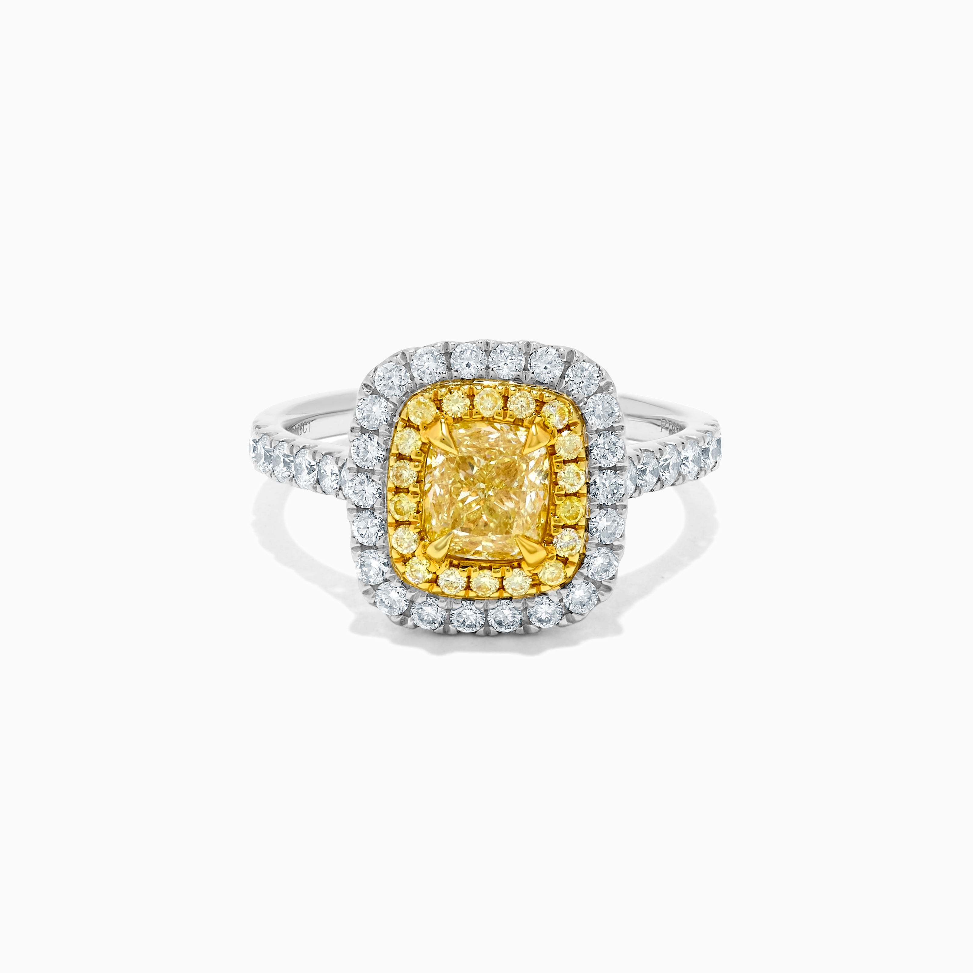 GIA Yellow Cushion Cut & White Diamond Ring JR1629GH