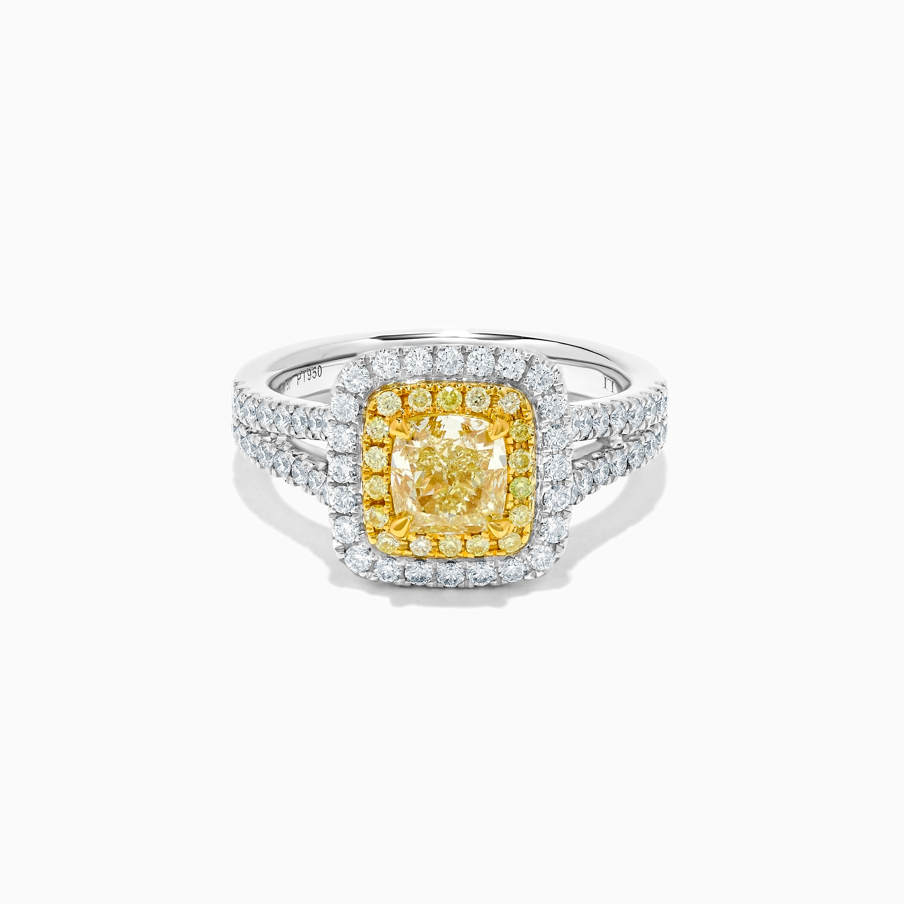 GIA Yellow Cushion Cut & White Diamond Ring JR1784GH