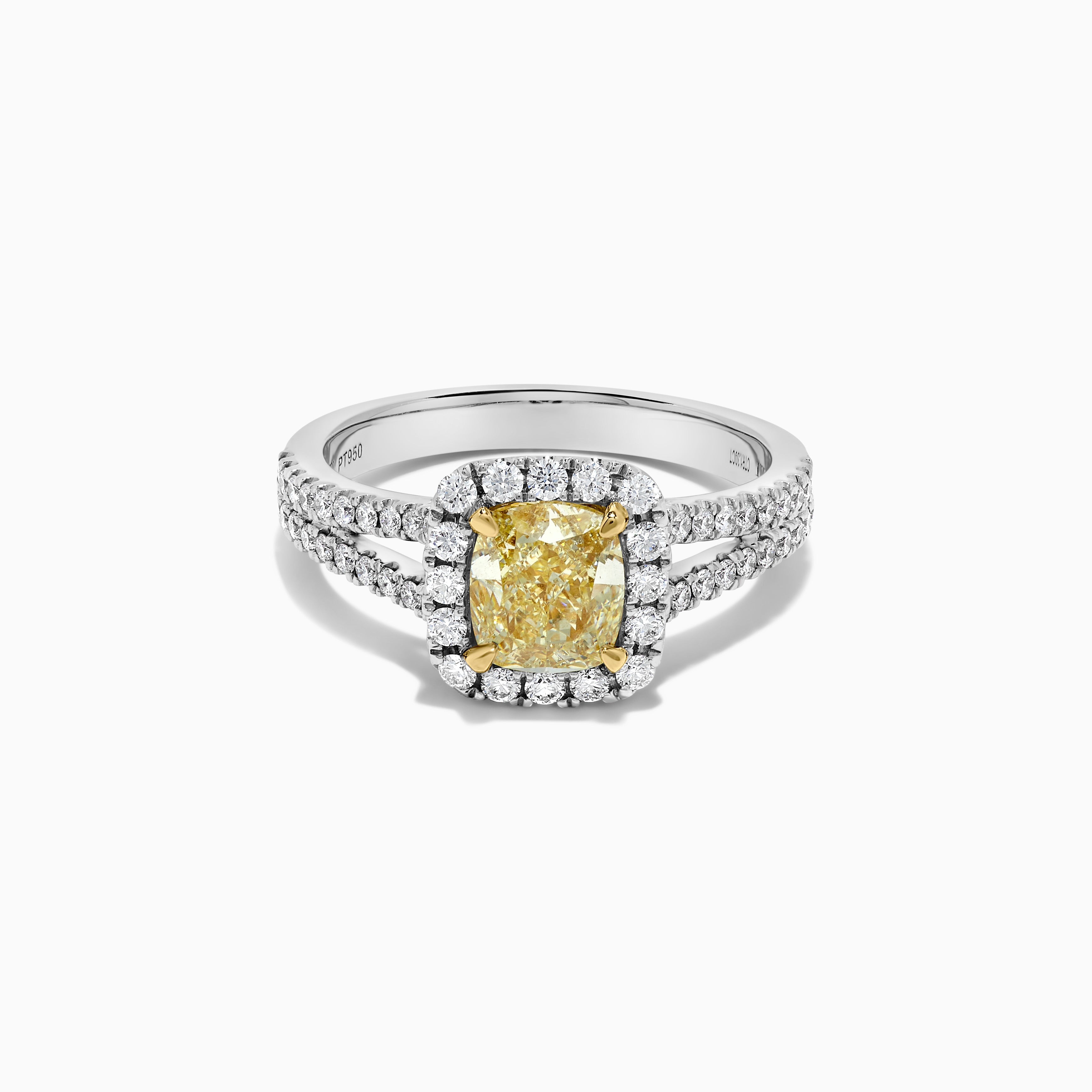 GIA Yellow Cushion Cut Diamond Ring JR1792GH
