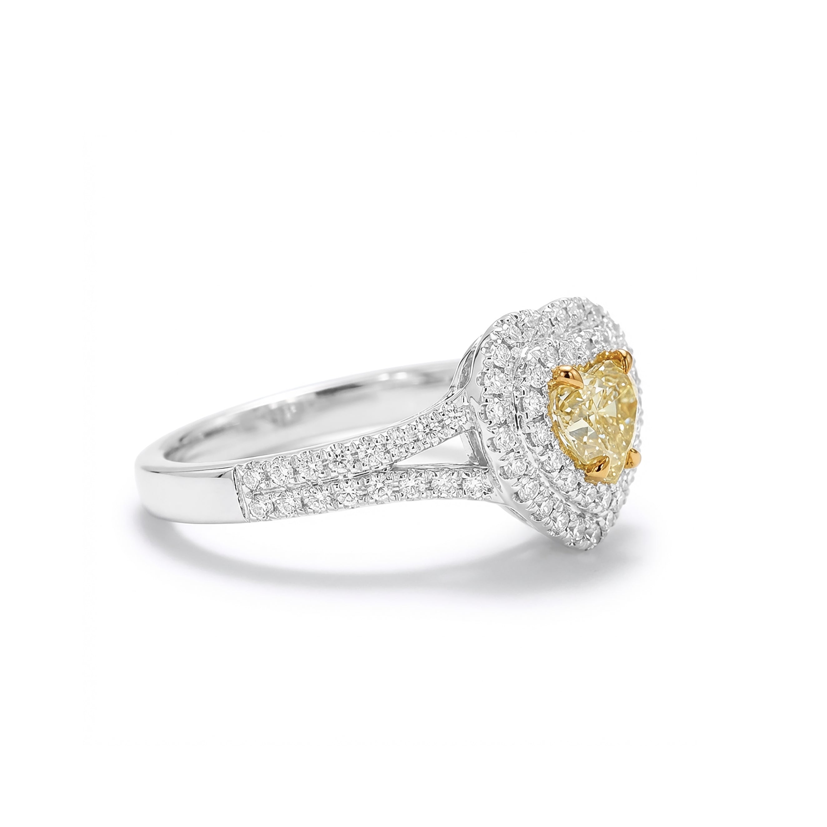 Natural Yellow Heart Diamond Ring GIA Certified
