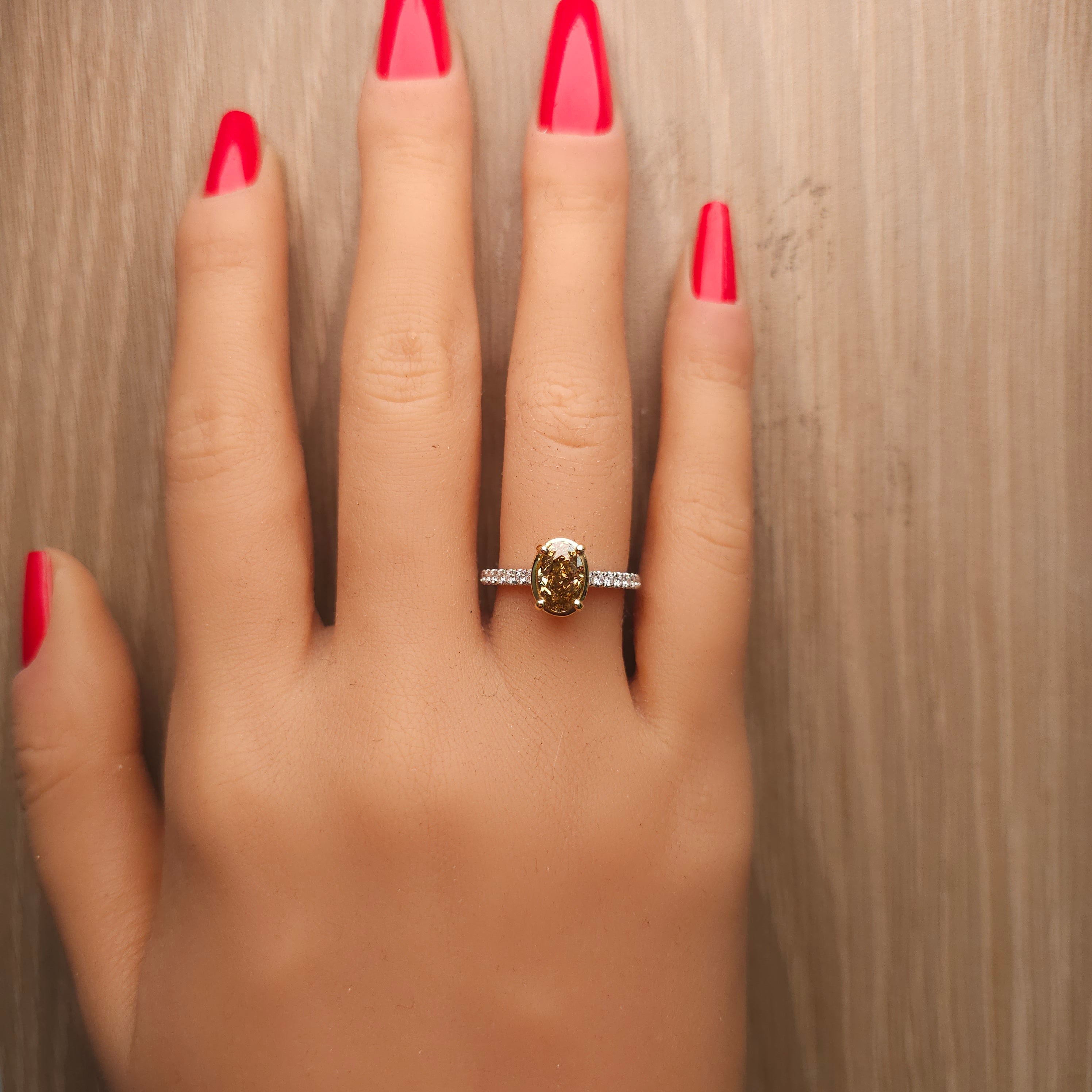 Natural Yellow Oval Diamond Ring GIA Certified product image 2