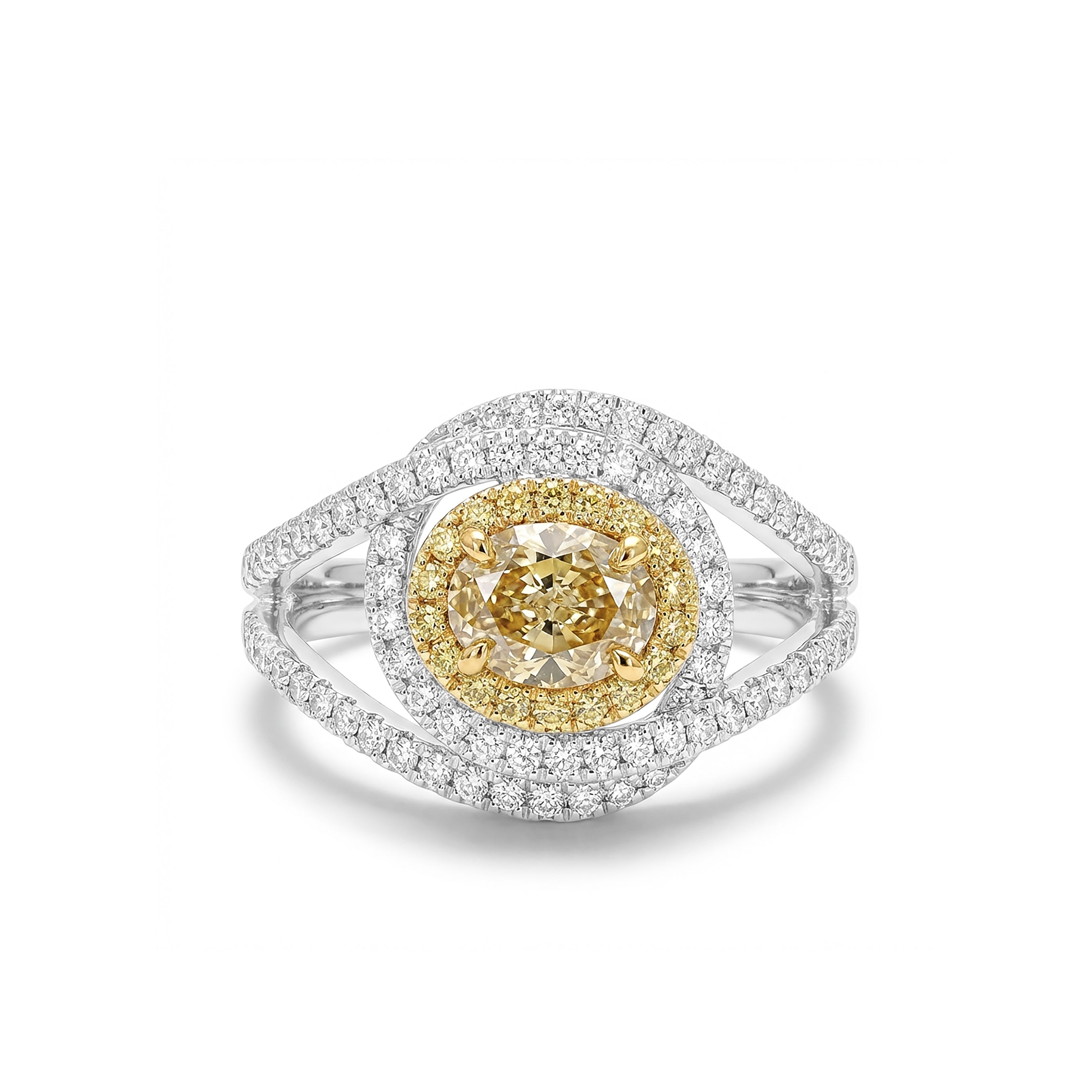 Natural Yellow Oval Diamond Ring | GIA Certified
