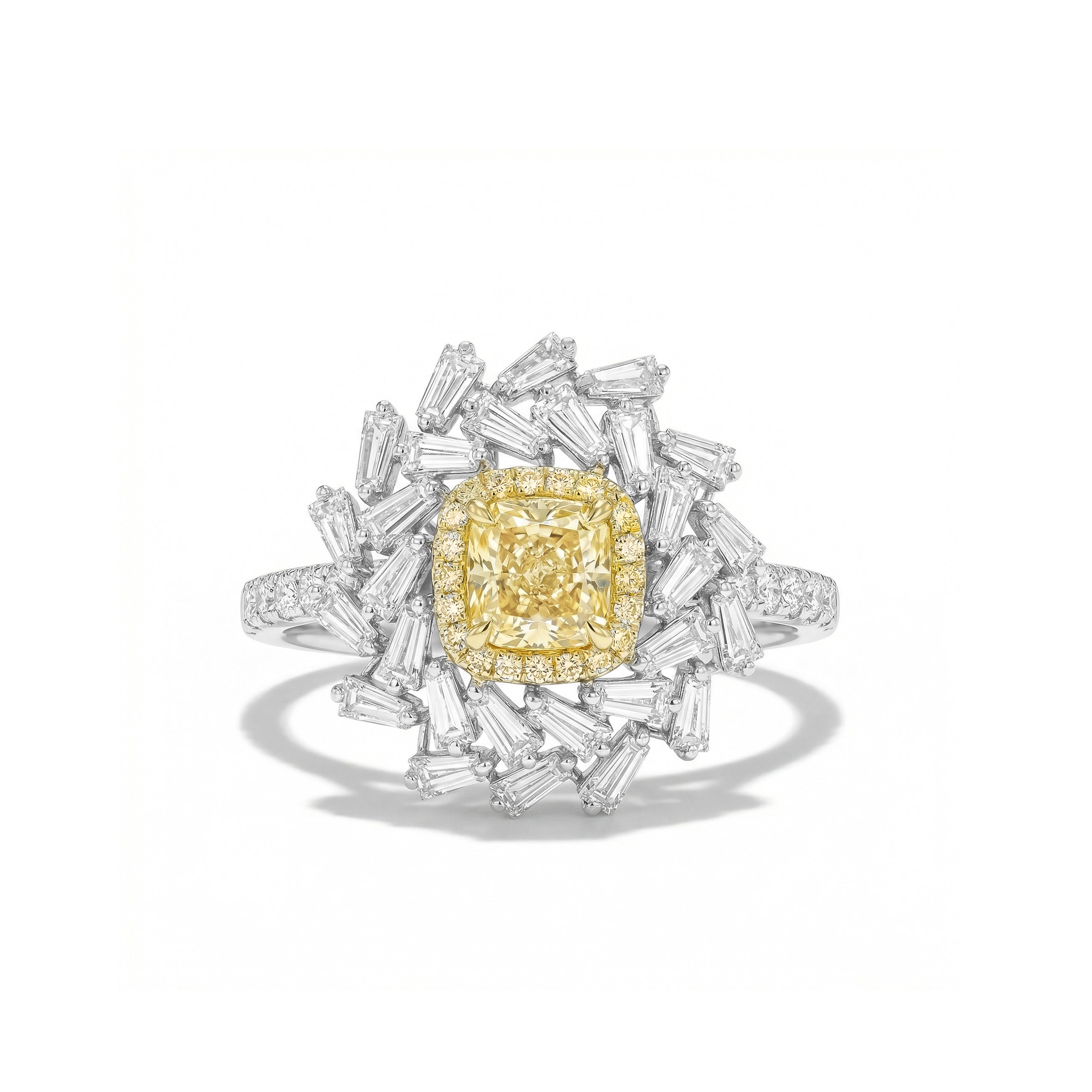 Natural Yellow Cushion Diamond Halo Ring | GIA Certified