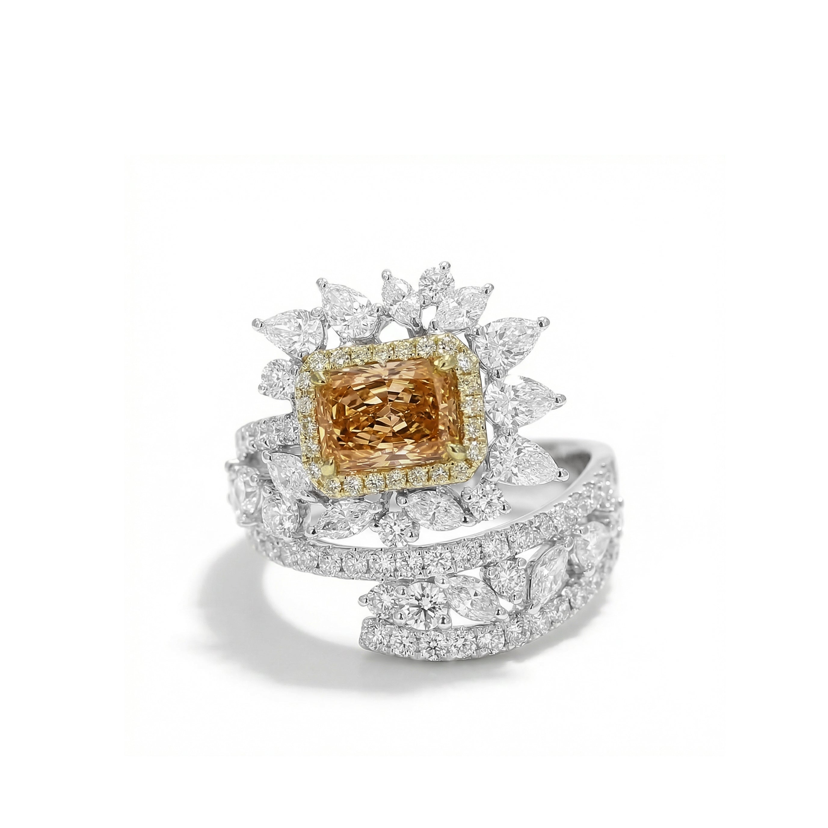 Natural Orange Radiant Diamond Ring | GIA Certified