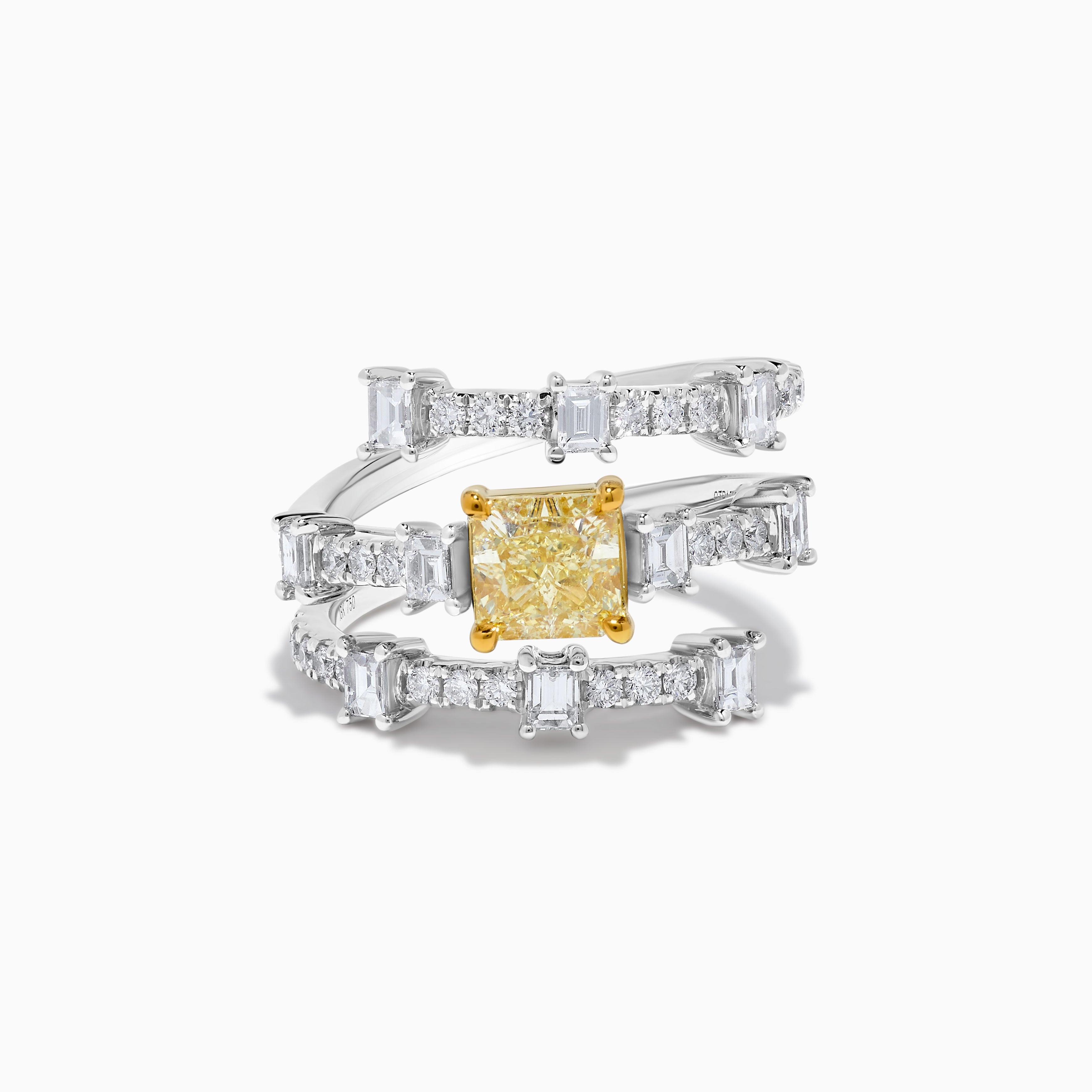 GIA Yellow Cushion Cut & White Diamond Ring JR1955GH