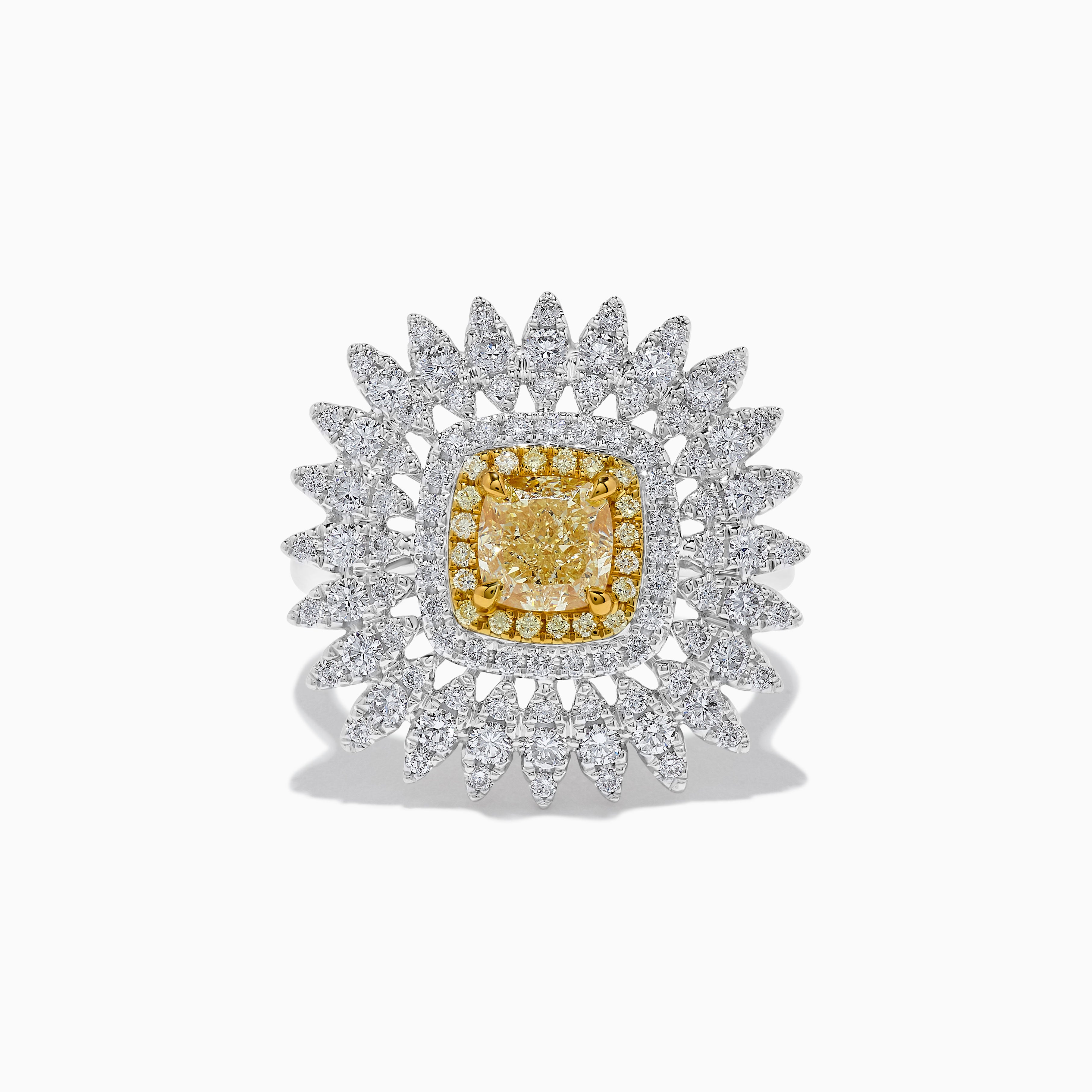 GIA Yellow Cushion Cut & White Diamond Ring JR1973GH