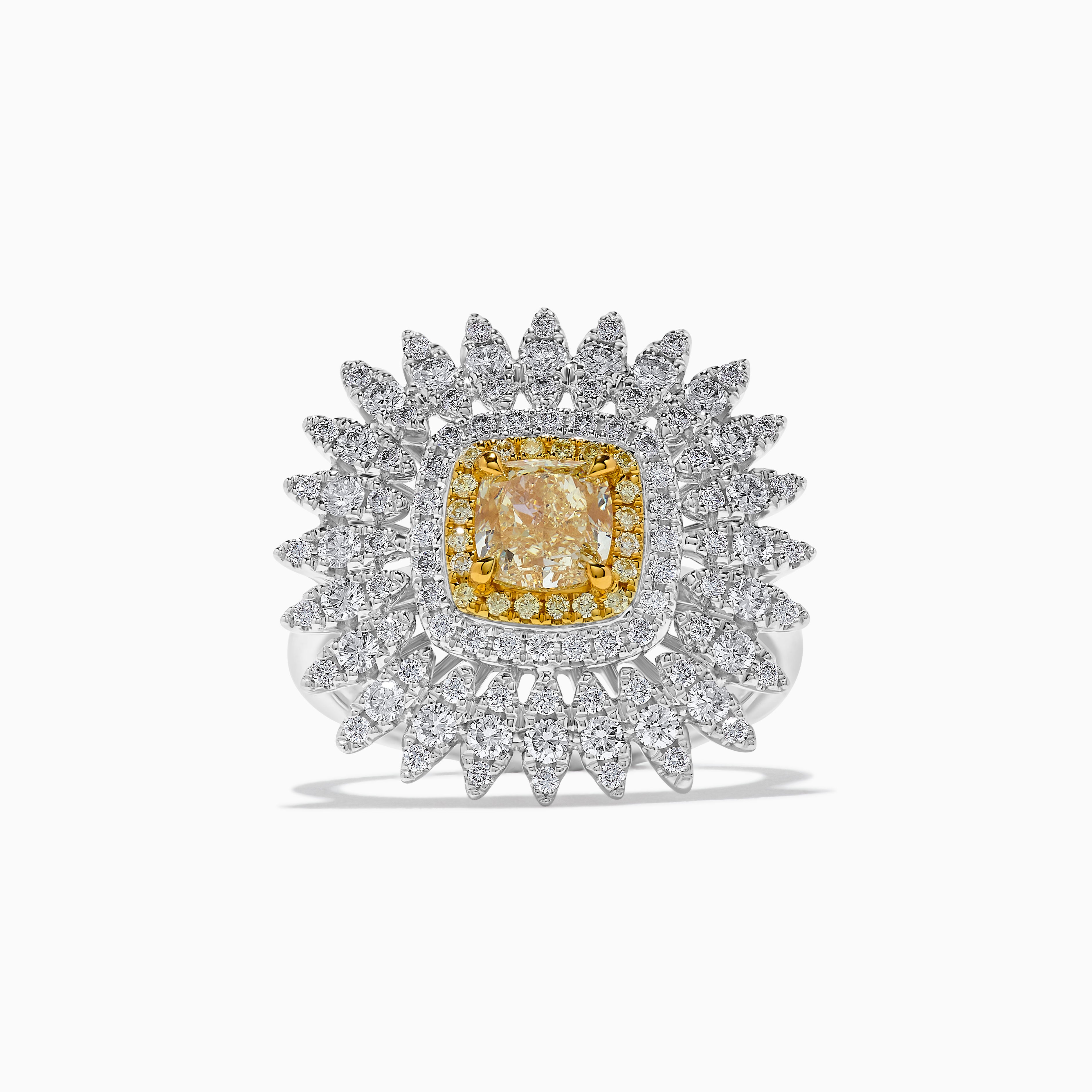 GIA Yellow Cushion Cut & White Diamond Ring JR1973GH