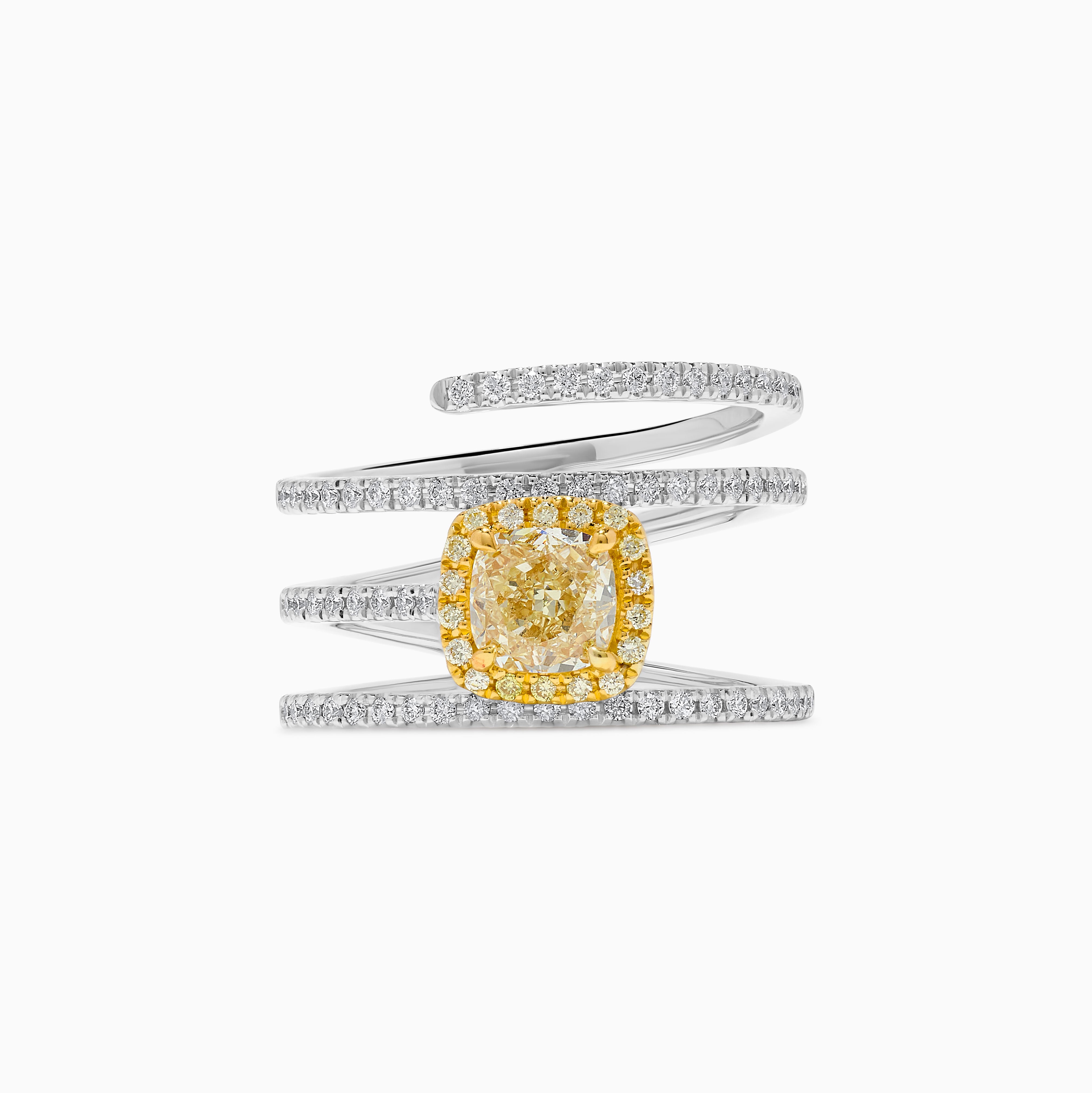 GIA Yellow Cushion Cut & White Diamond Ring JR1974GH