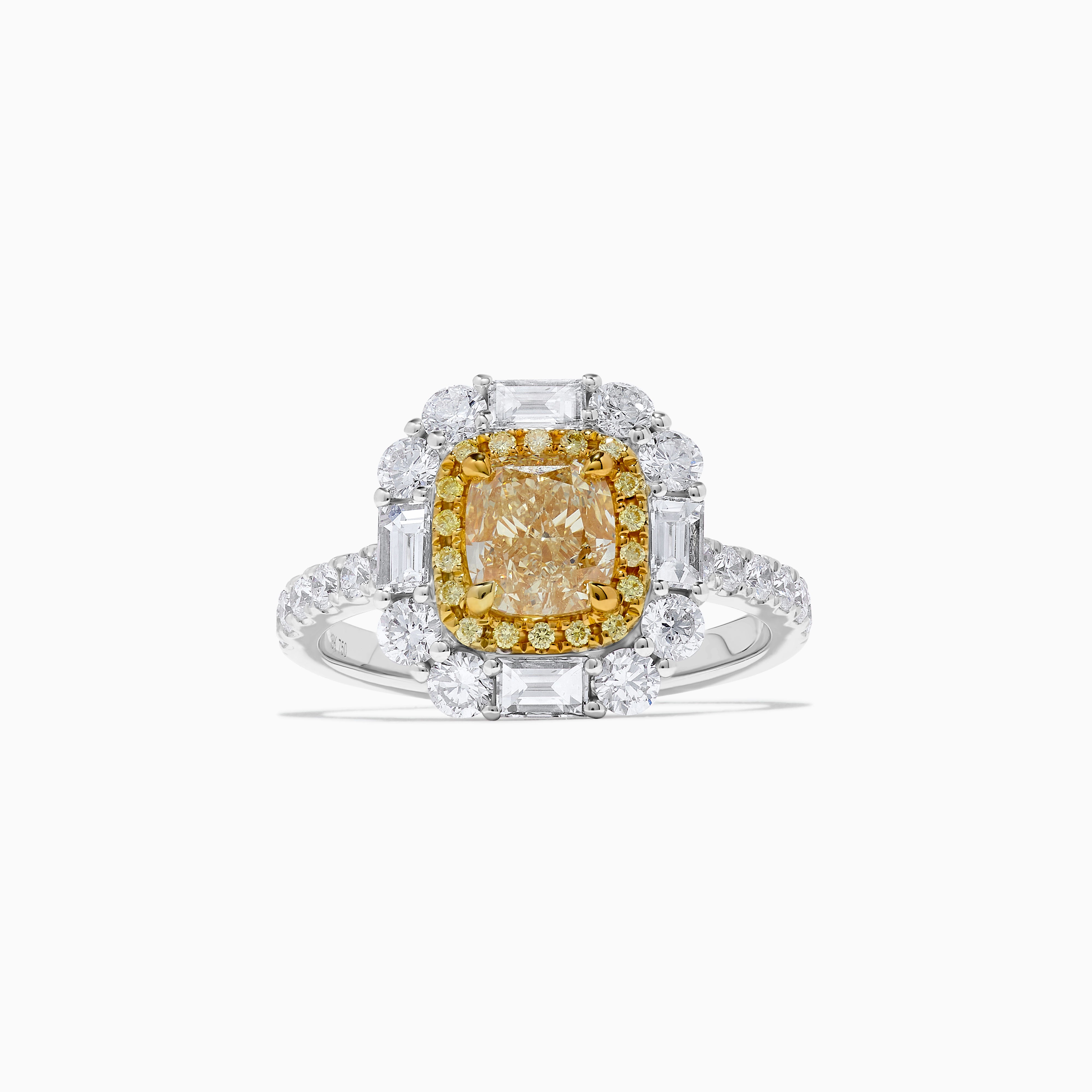GIA Yellow Cushion Cut & White Diamond Ring JR1975GH