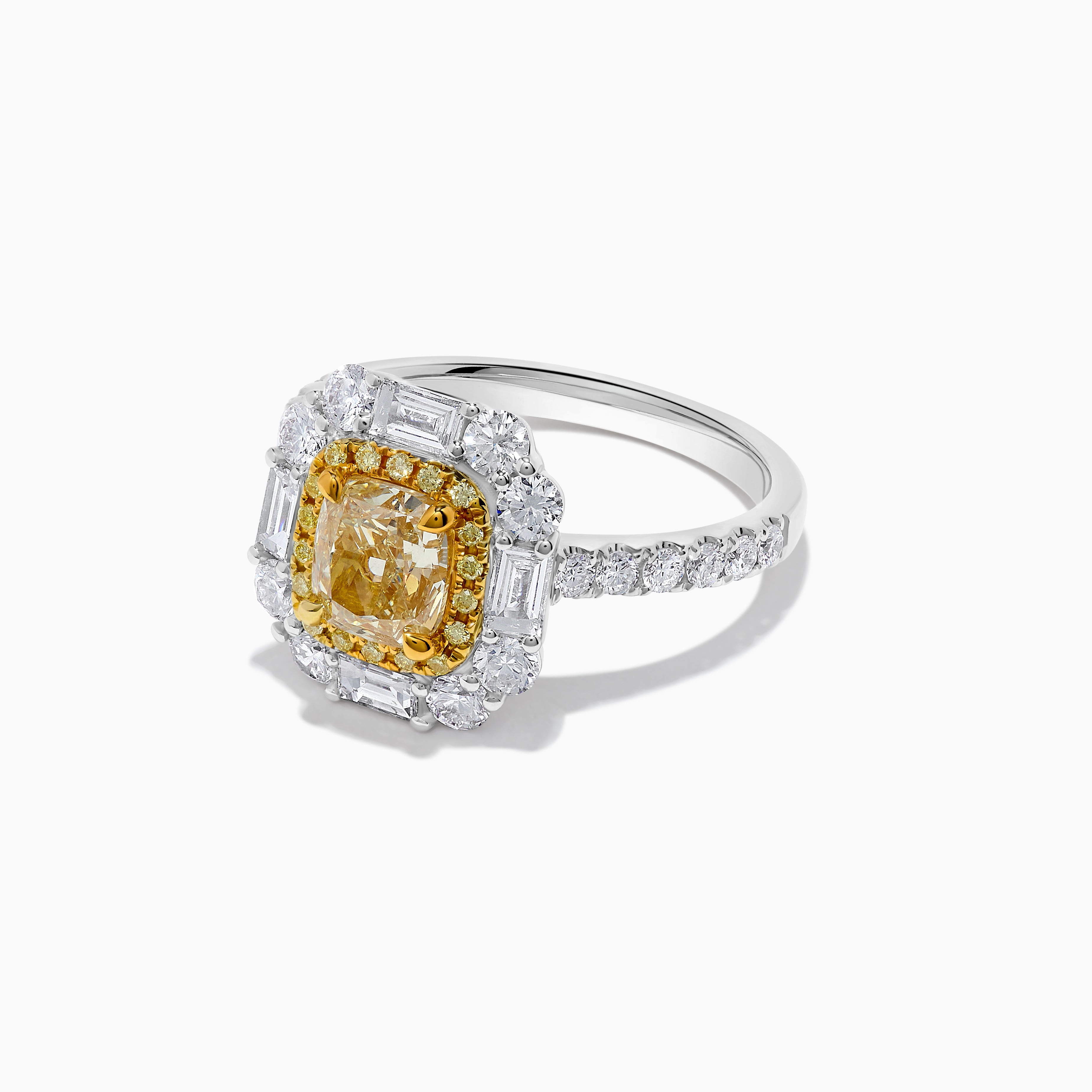 GIA Yellow Cushion Cut & White Diamond Ring JR1975GH