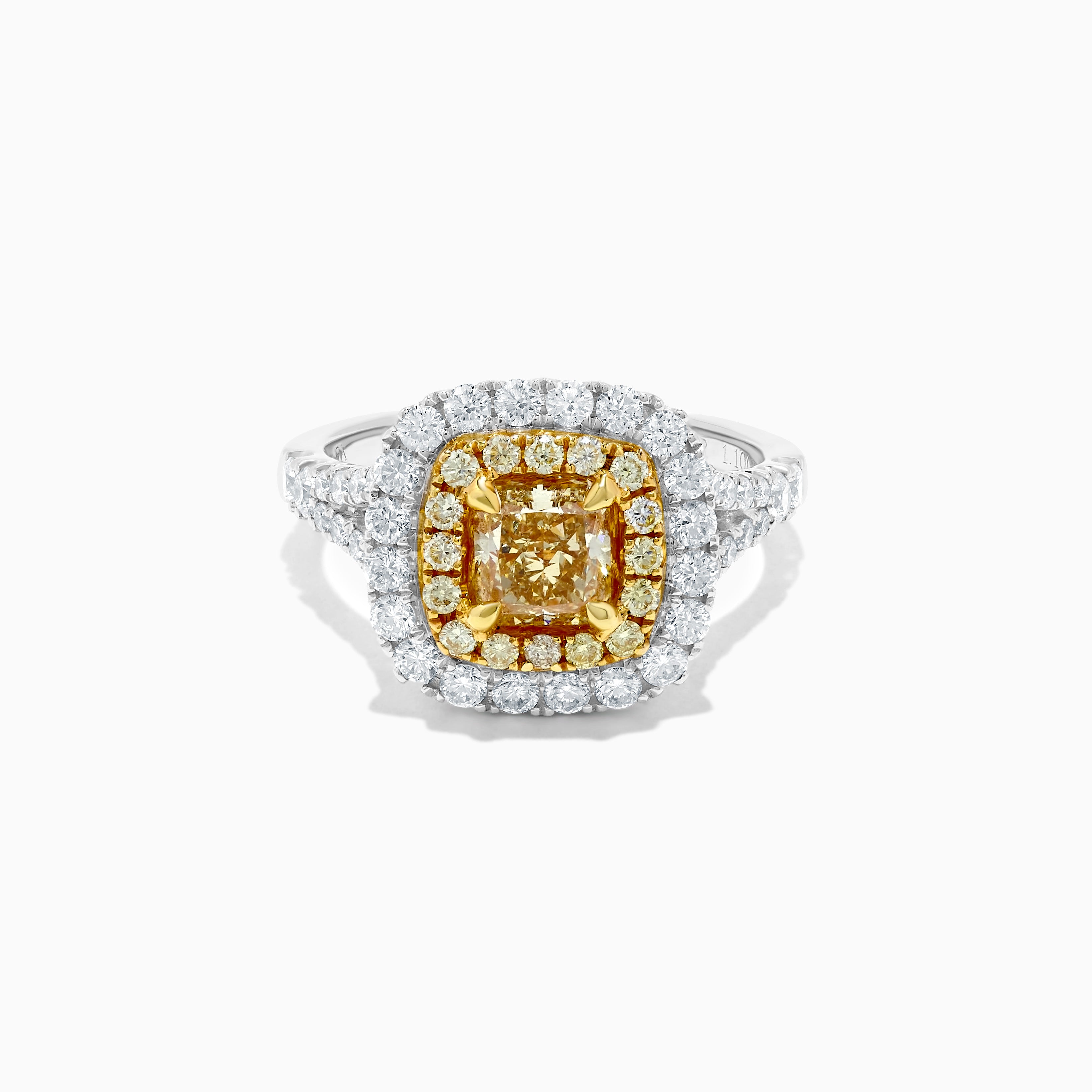 Yellow Cushion Cut & White Diamond Ring JR1M14GP