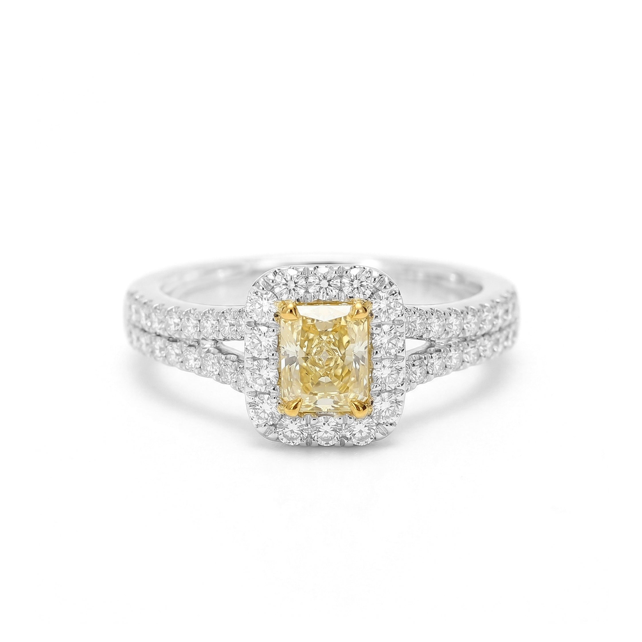 Natural Yellow Radiant Diamond Halo Ring product image 1