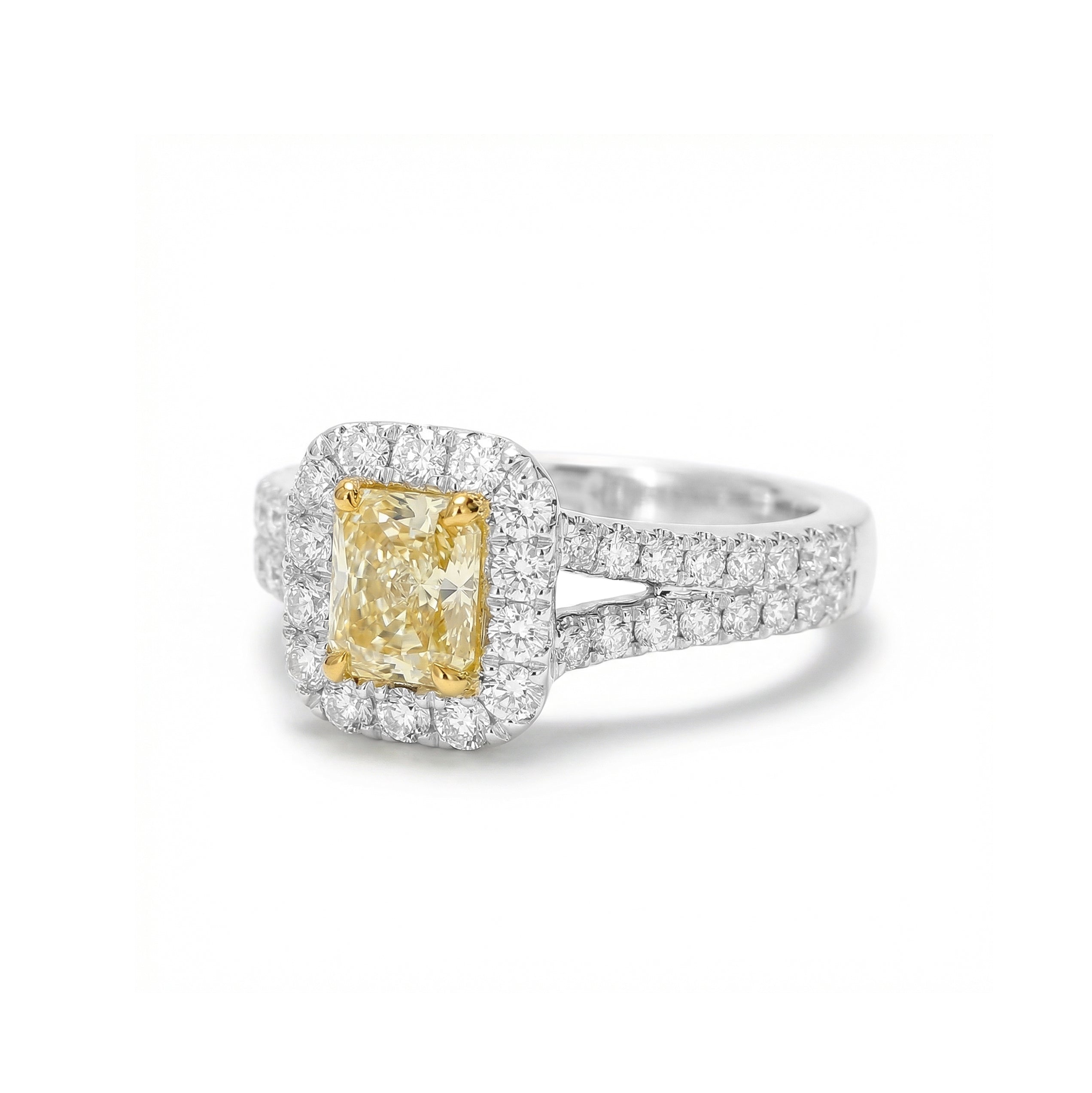 Natural Yellow Radiant Diamond Halo Ring product image 2