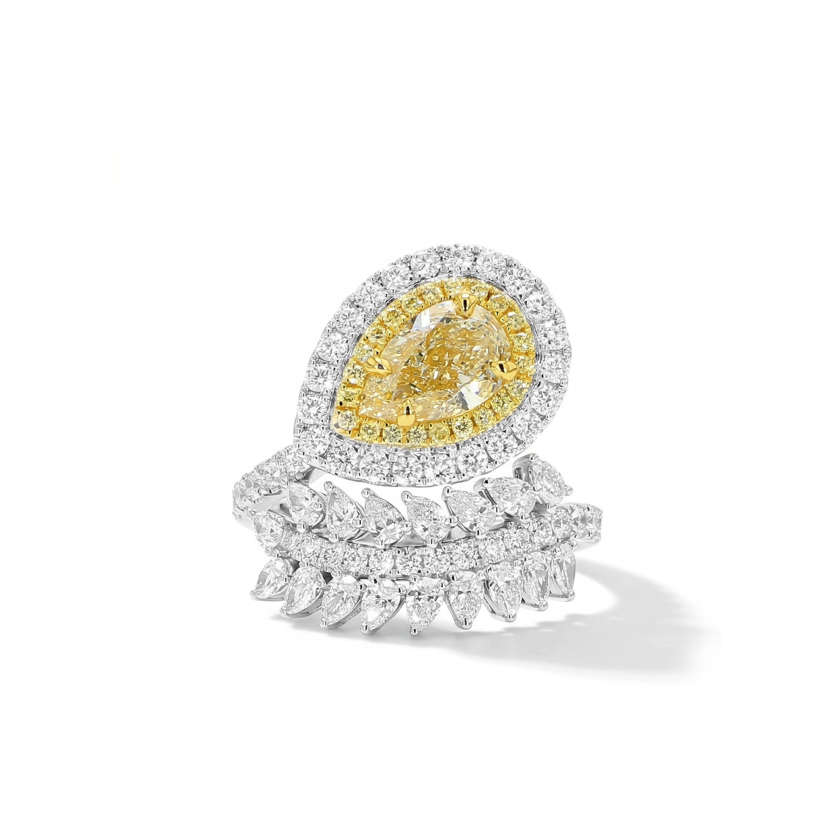 Natural Yellow Pear Diamond Leaf Ring | GIA Certified product image 1