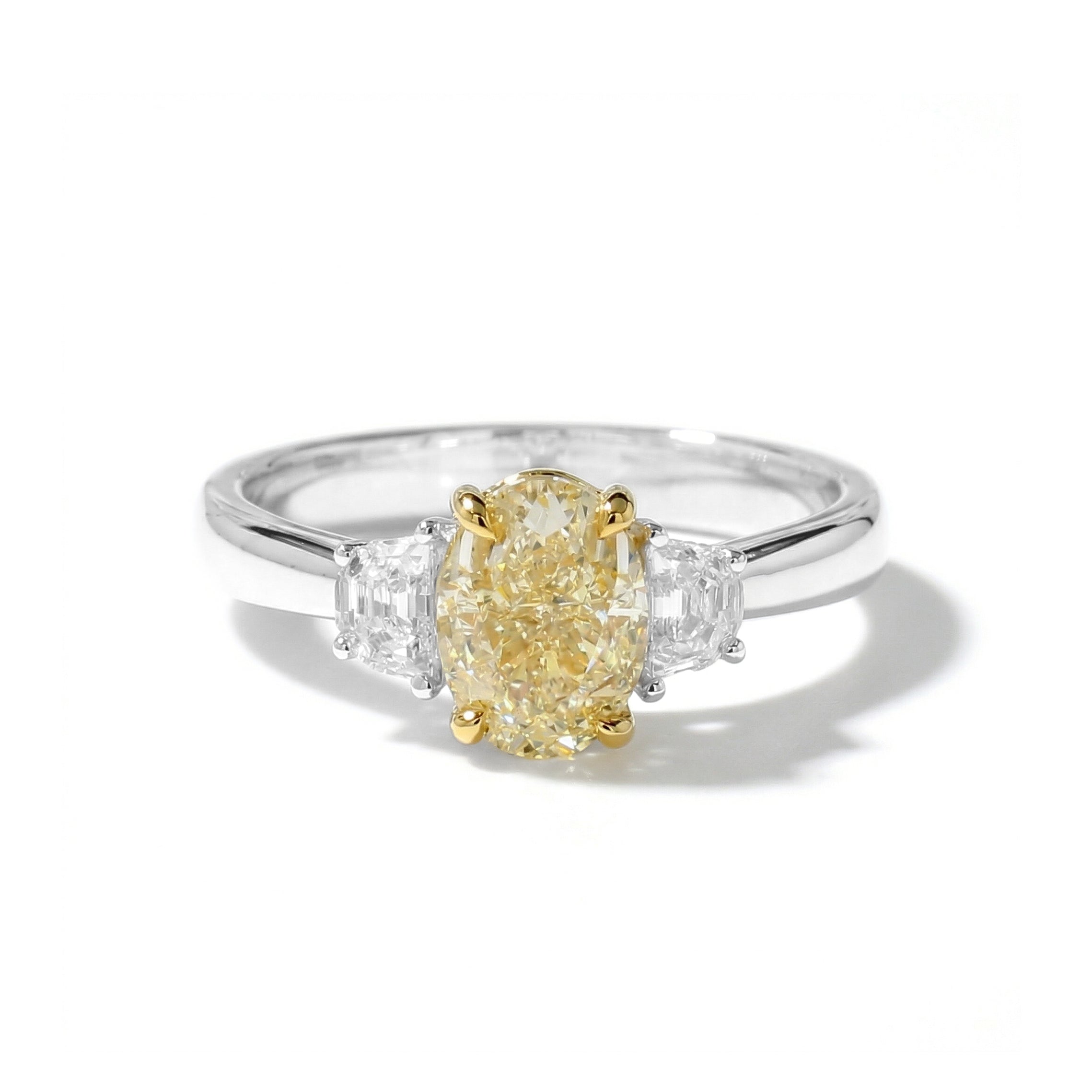 Natural Yellow Oval Diamond Three Stone Ring | GIA Certified product image 1