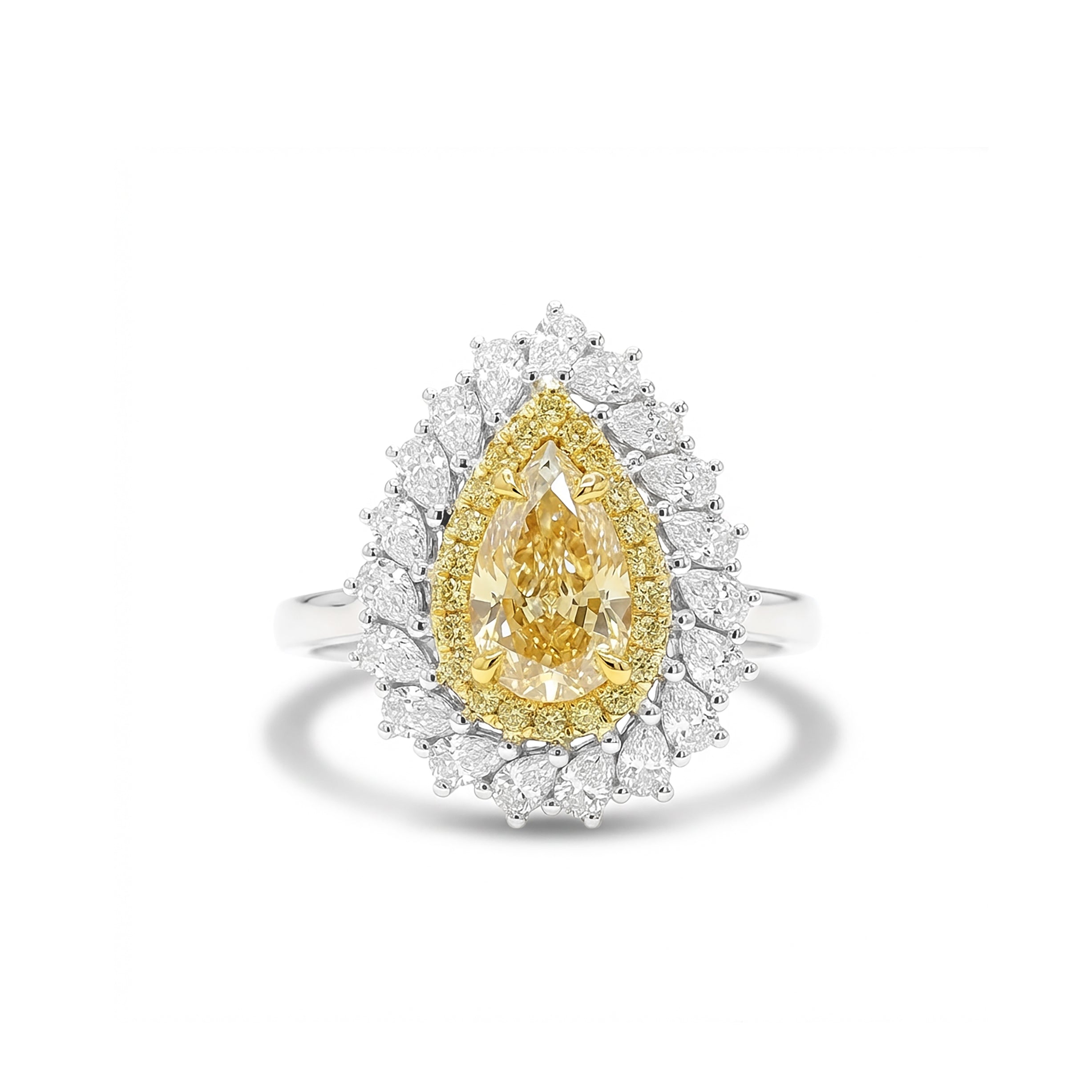 Natural Yellow Pear Diamond Halo Ring | GIA Certified product image 1