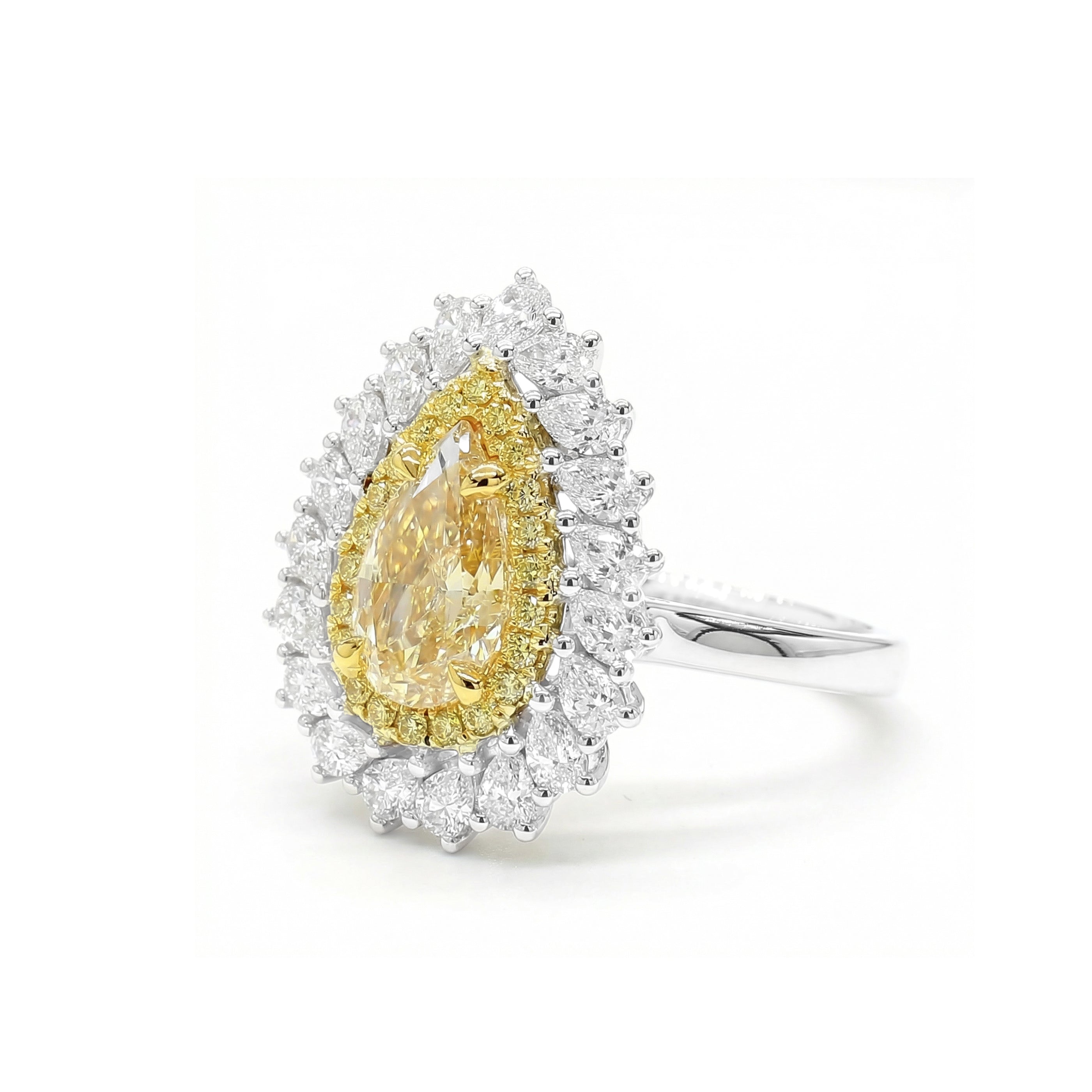 Natural Yellow Pear Diamond Halo Ring | GIA Certified product image 2