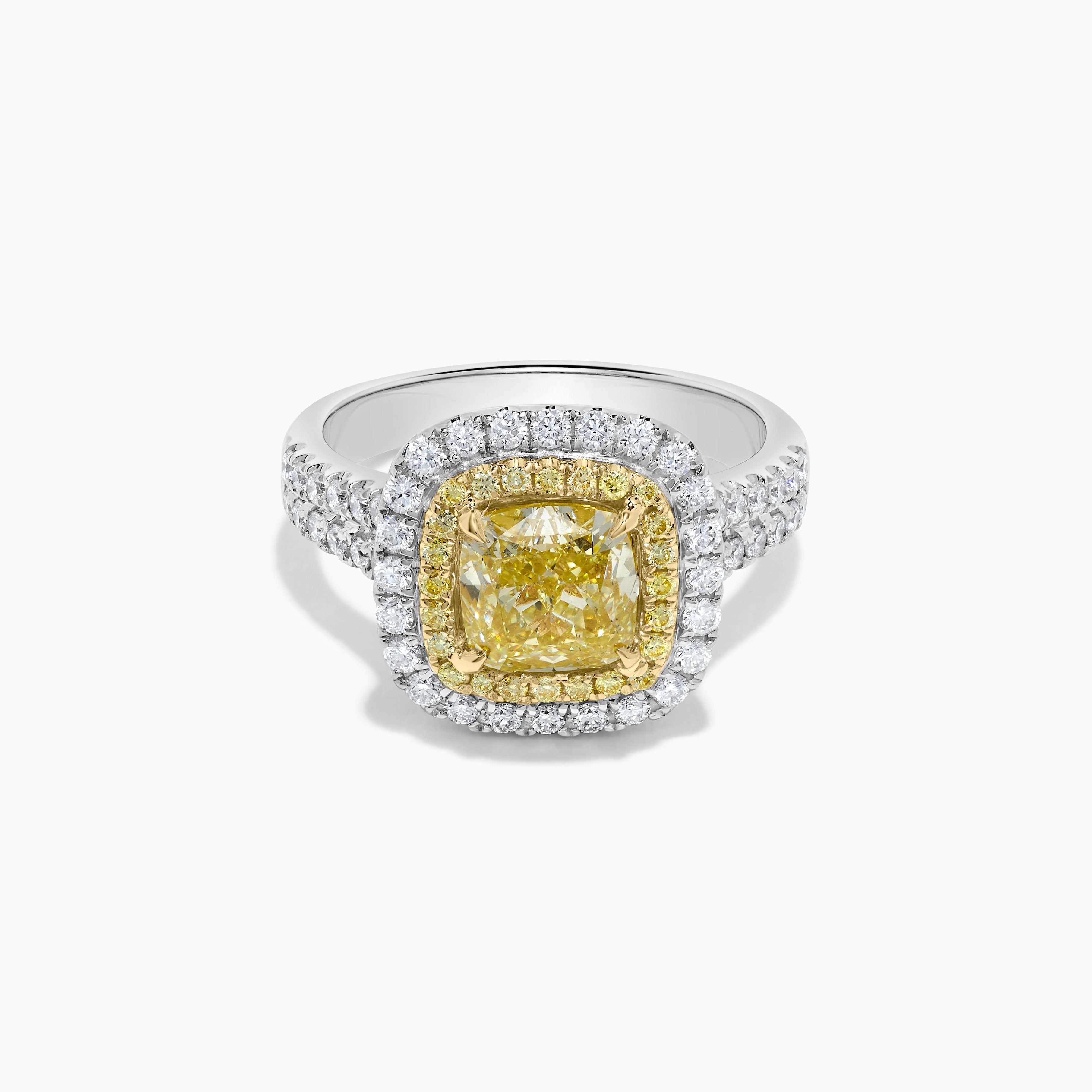 GIA Yellow Cushion Cut & White Diamond Ring JR2017GH