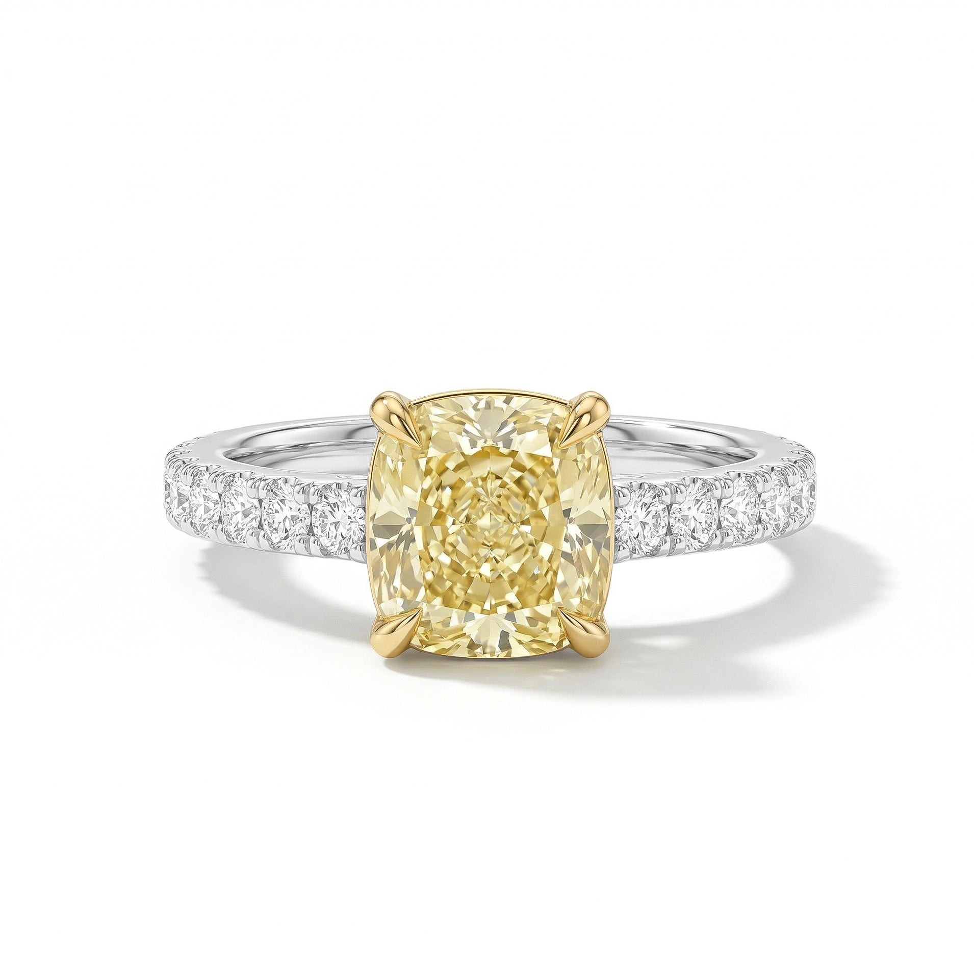 Natural Yellow Cushion Cut Diamond Ring | GIA Certified product image 1