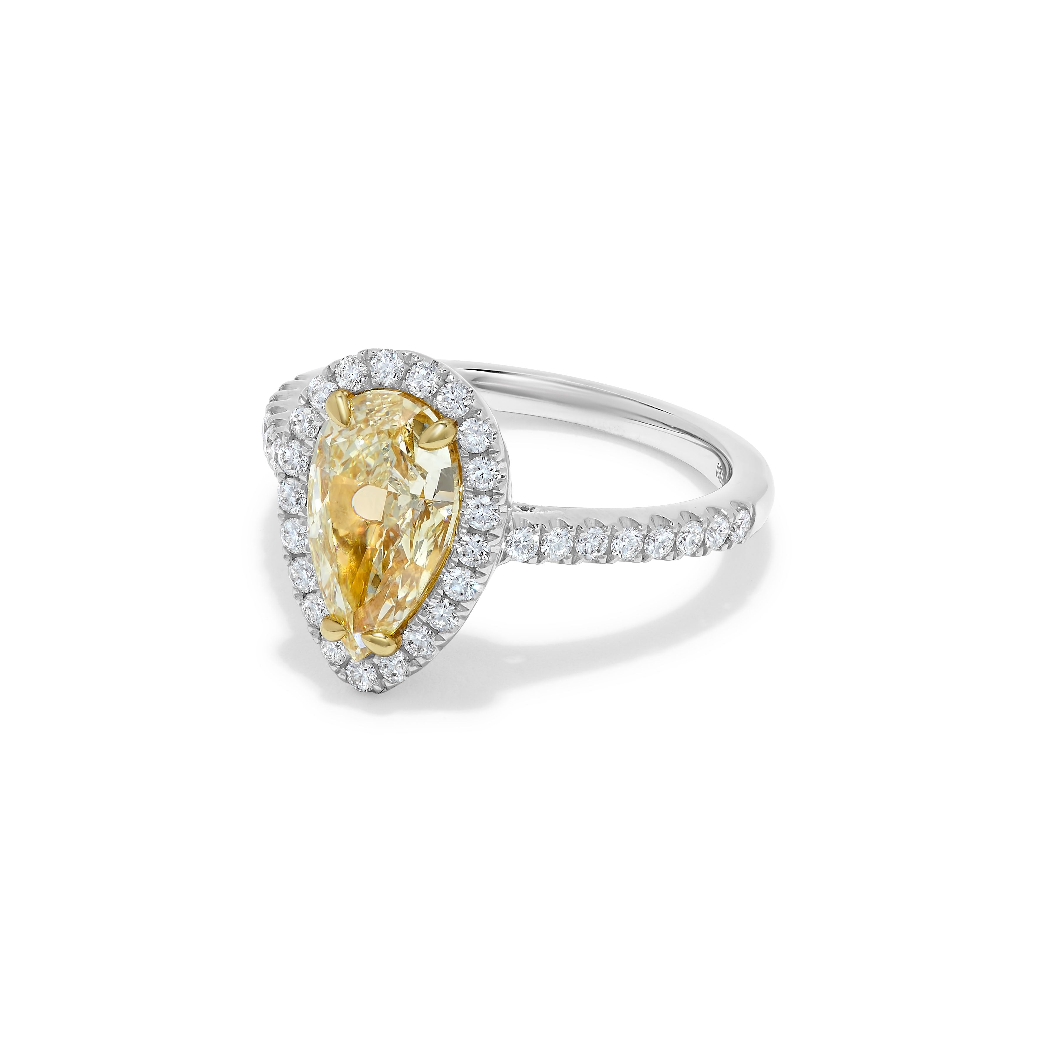GIA Yellow Pear Diamond & White Diamond Ring JR2096GP
