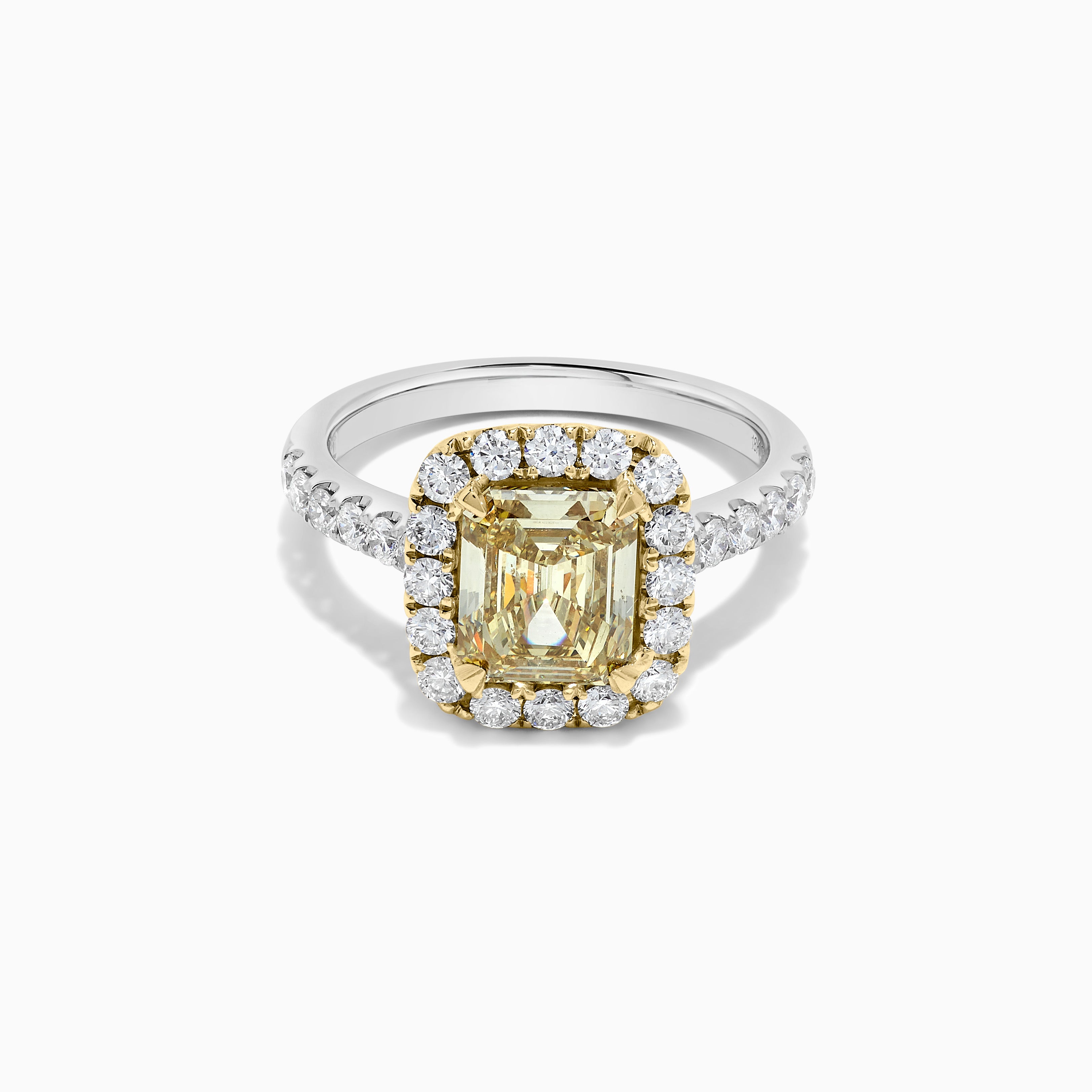 GIA Yellow Asscher Cut Diamond & White Diamond Ring JR2110GH