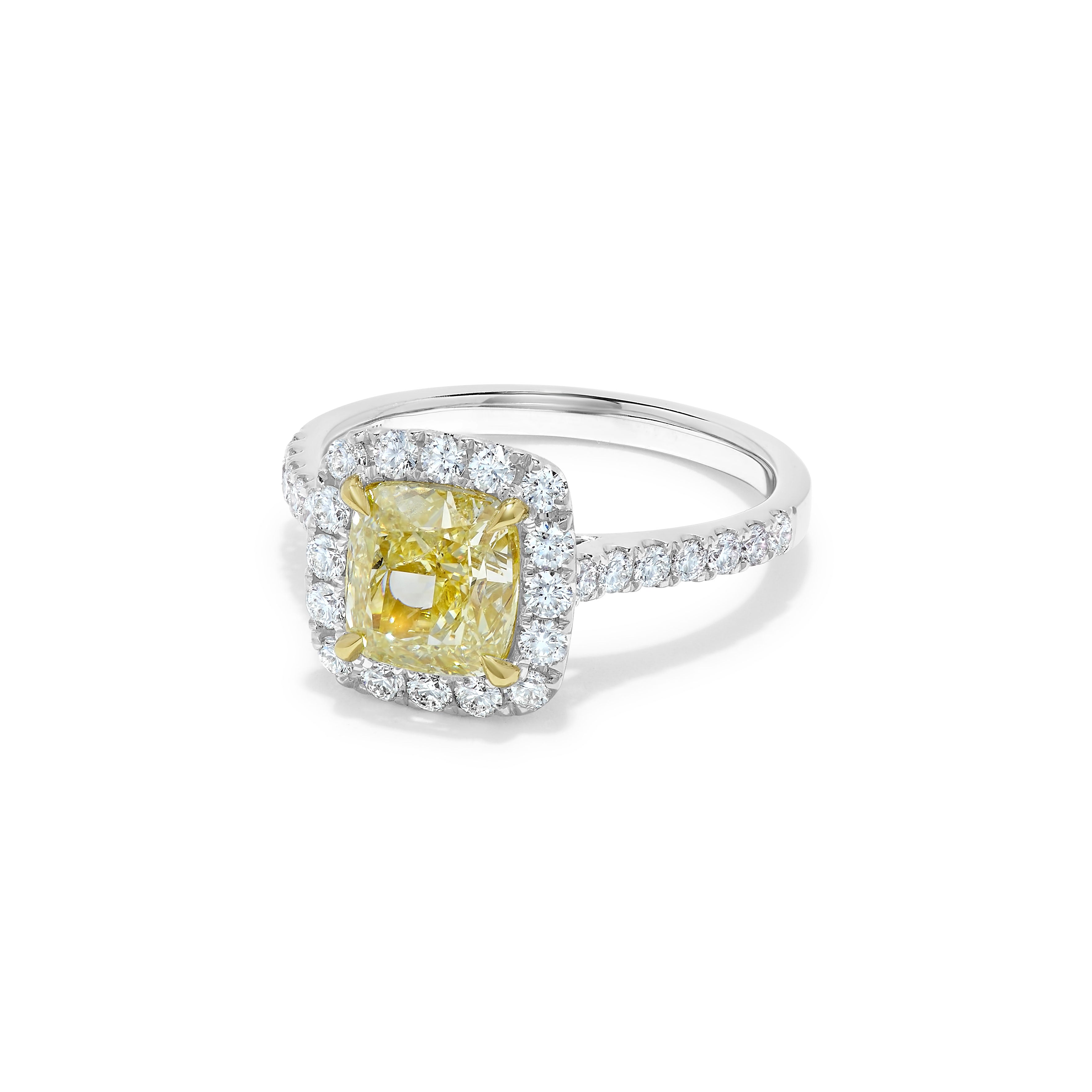 GIA Yellow Cushion Cut Diamond Ring JR2117GH
