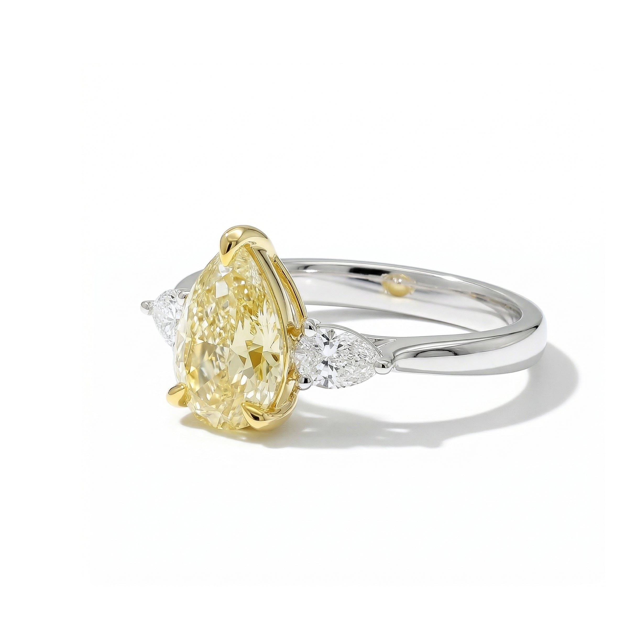 Natural Yellow Pear Diamond Three Stone Ring | GIA Certified product image 2