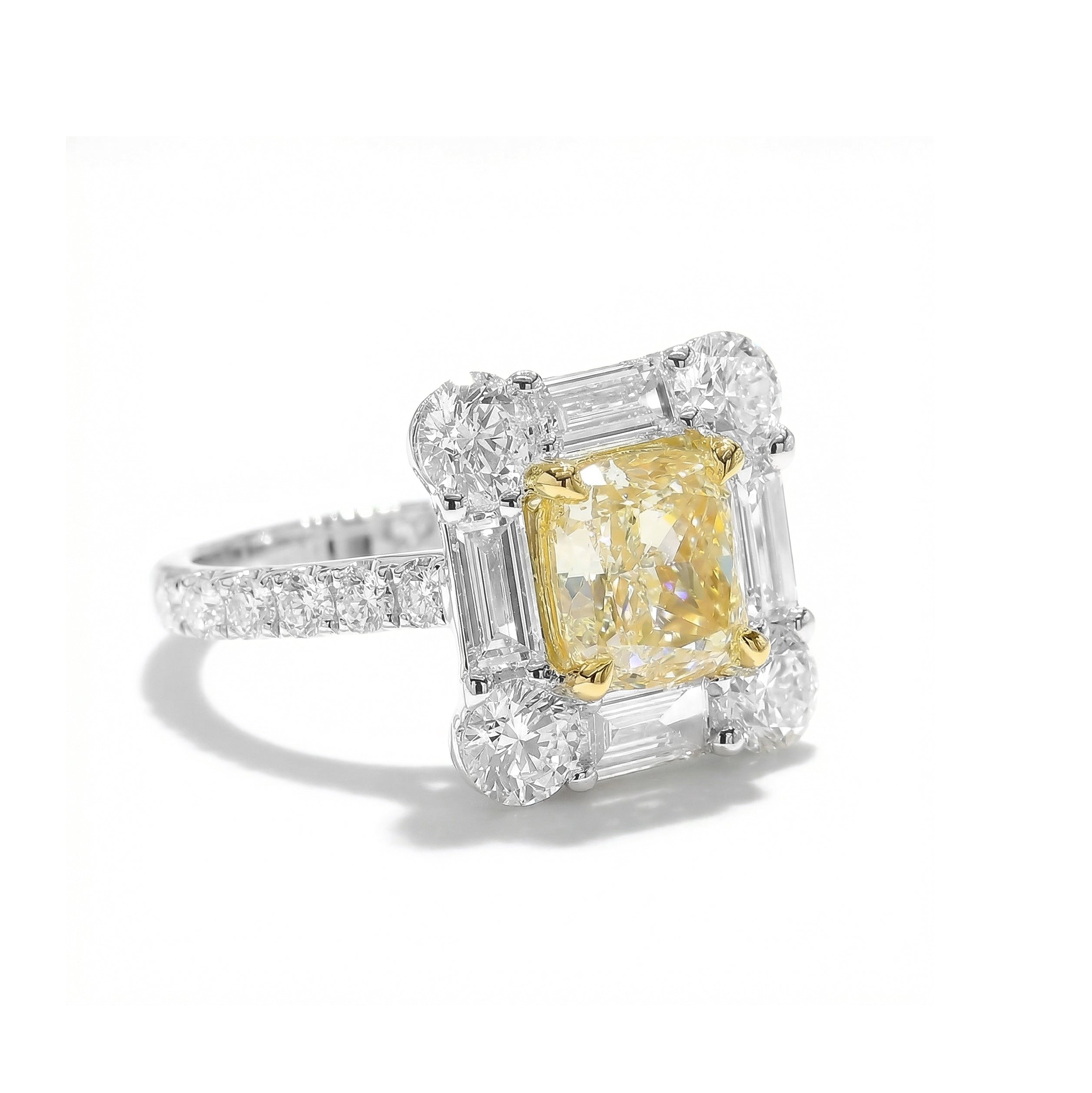 Natural Yellow Cushion Diamond Halo Ring I GIA Certified product image 2
