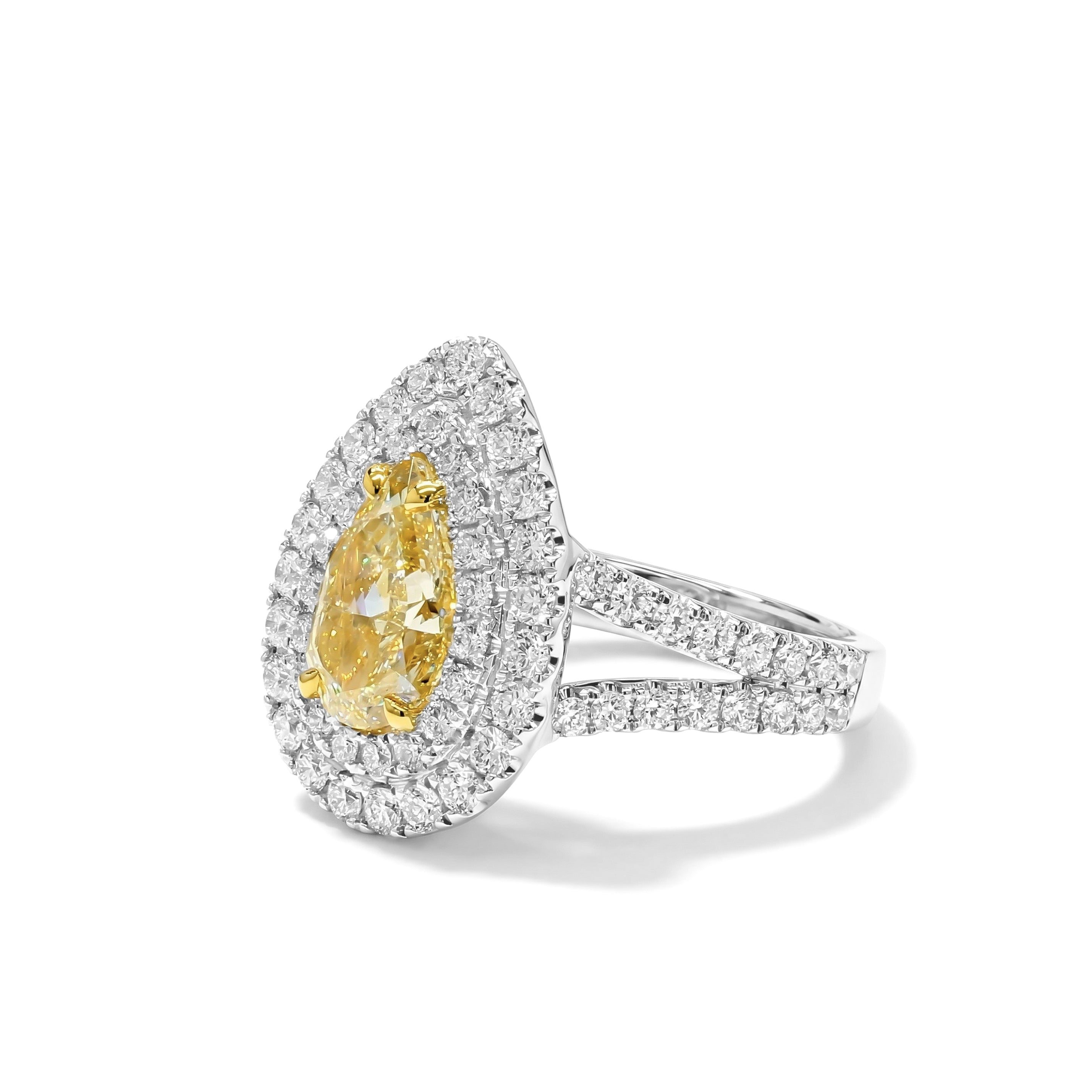 Natural Yellow Pear Diamond Halo Ring | GIA Certified product image 2
