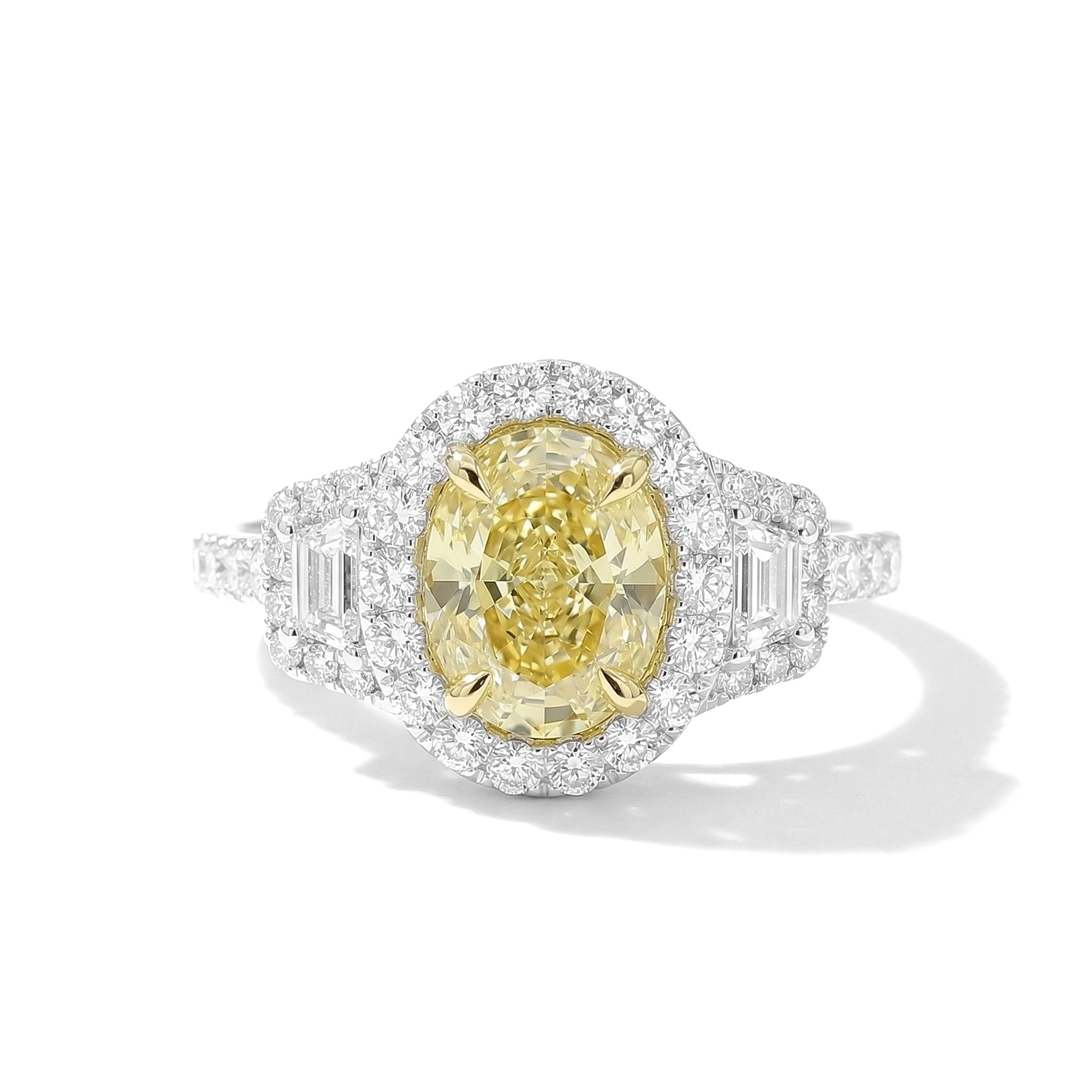 Natural Yellow Oval Diamond Halo Ring | GIA Certified product image 1