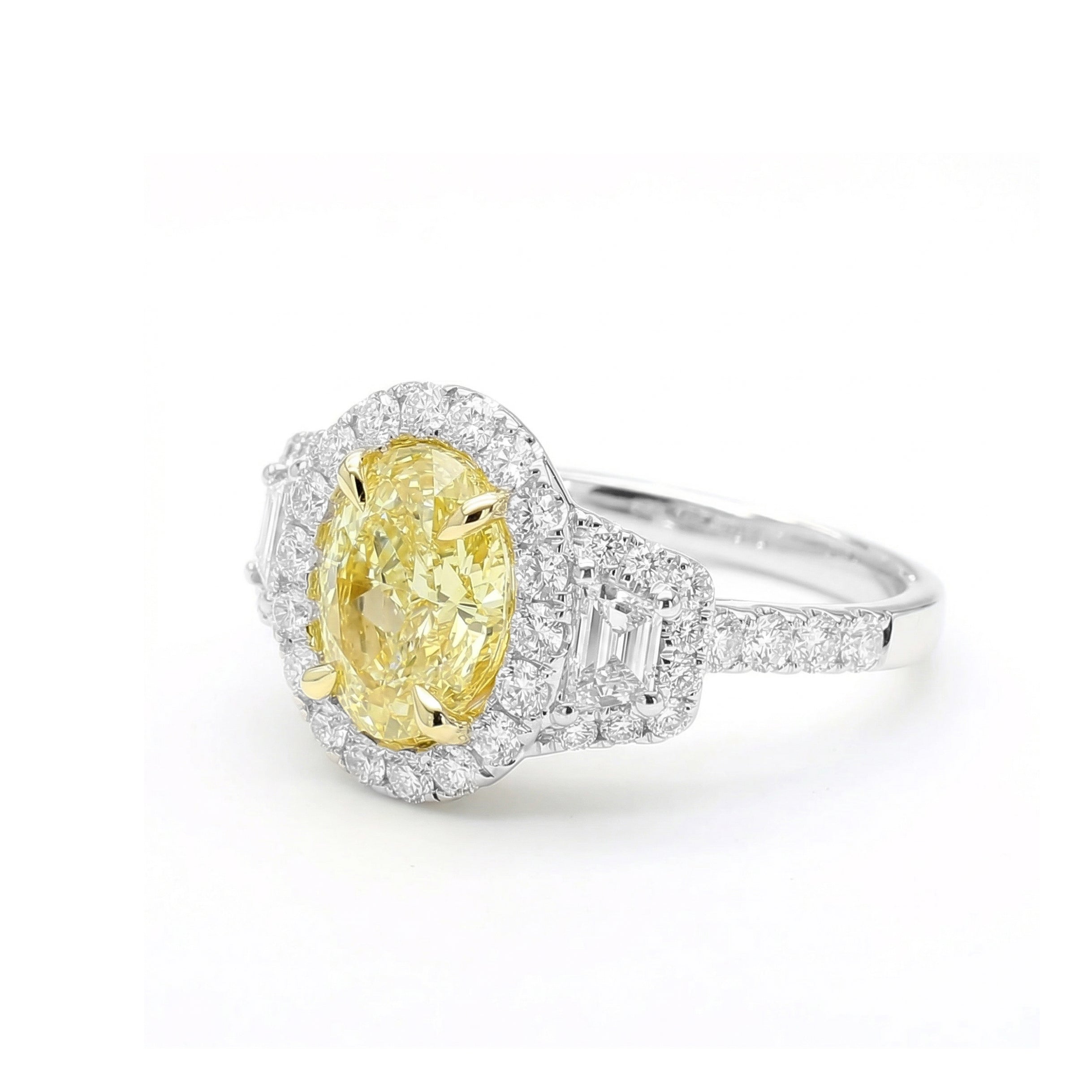 Natural Yellow Oval Diamond Halo Ring | GIA Certified product image 2