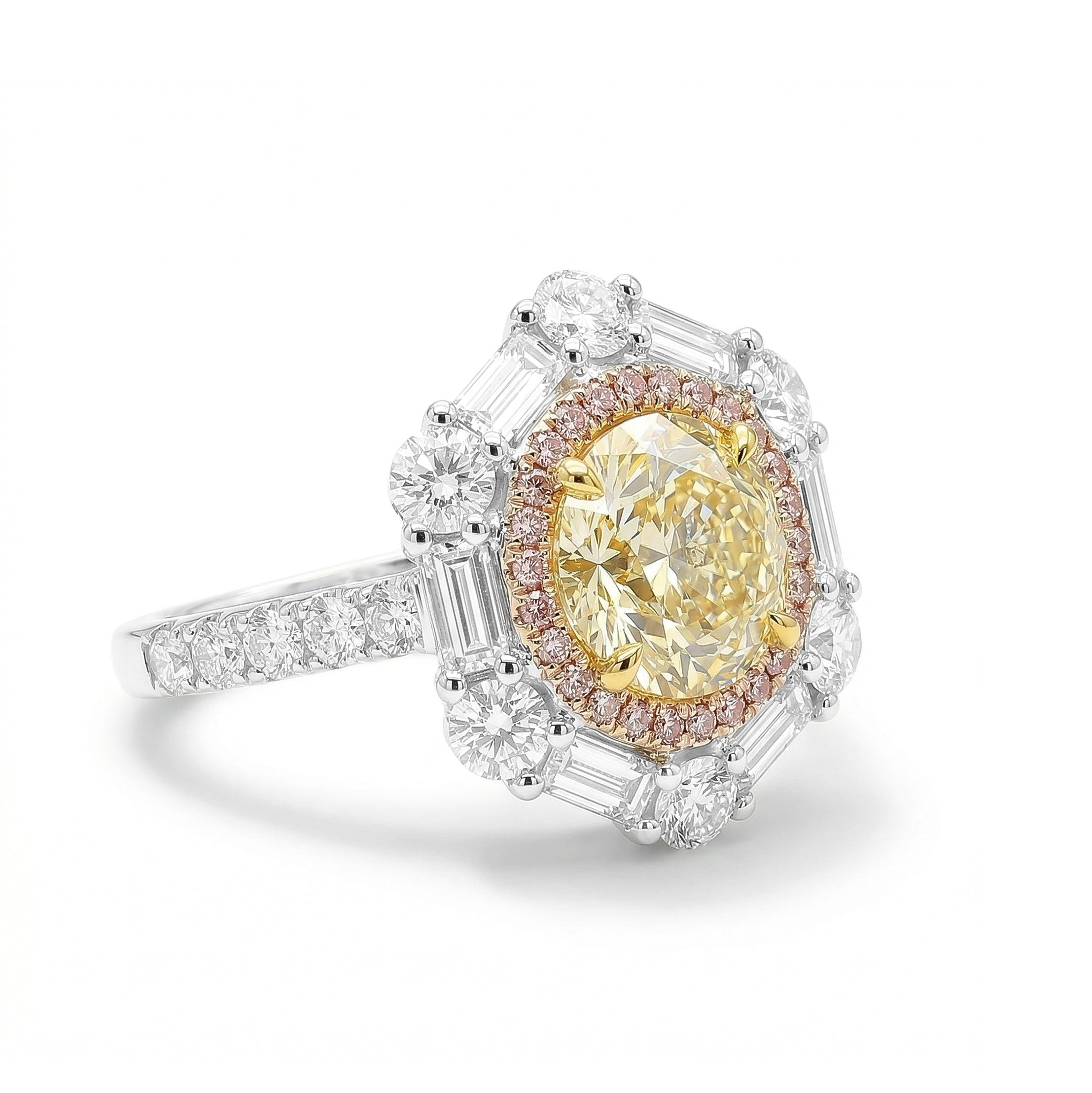 Natural Yellow Round Diamond Halo Ring | GIA Certified product image 2