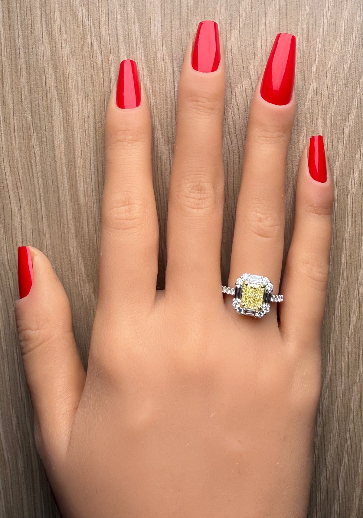 Natural Yellow Radiant Diamond Ring | GIA Certified
