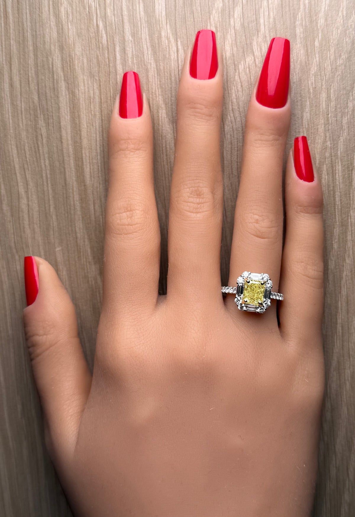 Natural Yellow Radiant Diamond Ring | GIA Certified