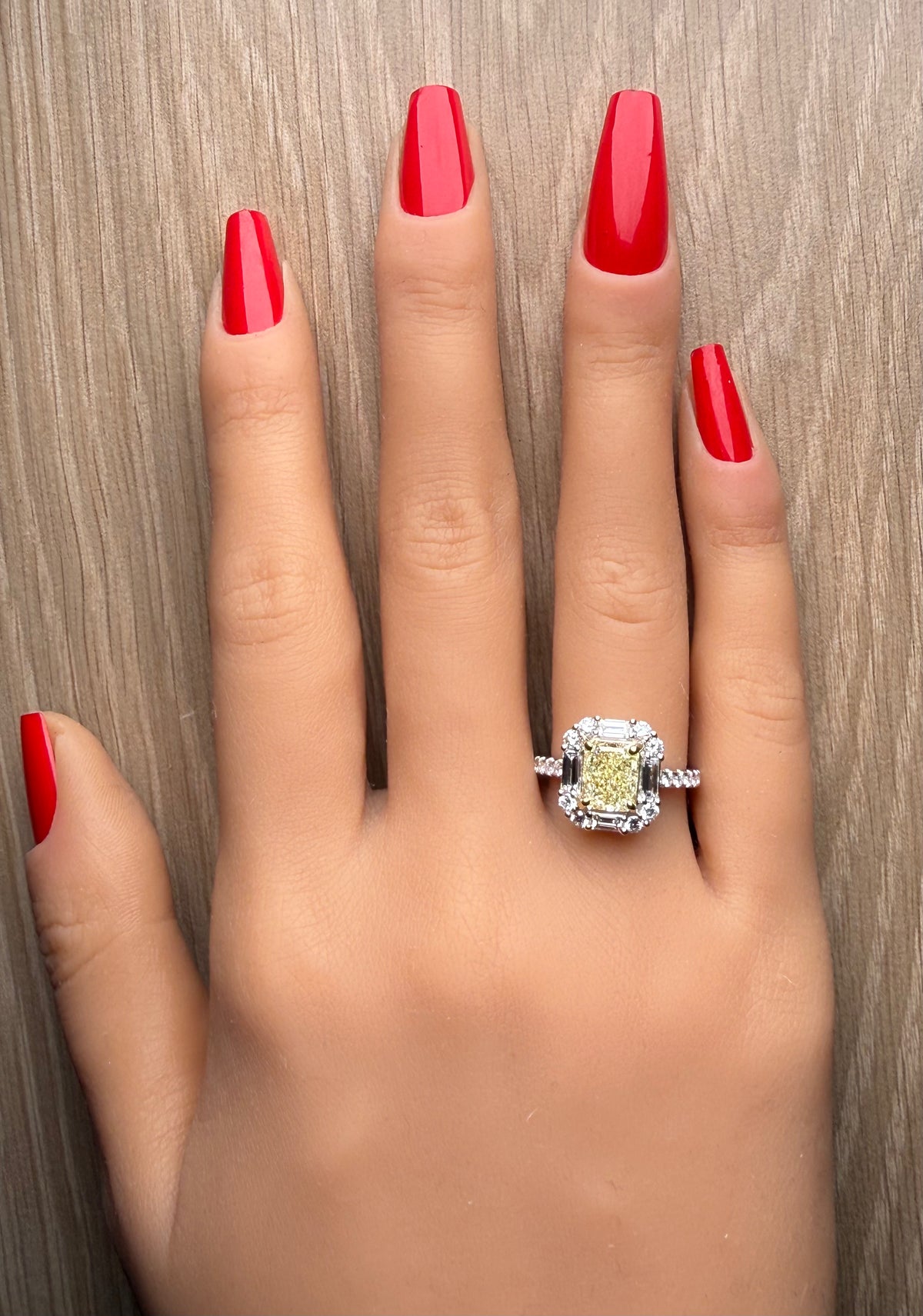 Natural Yellow Radiant Diamond Ring | GIA Certified
