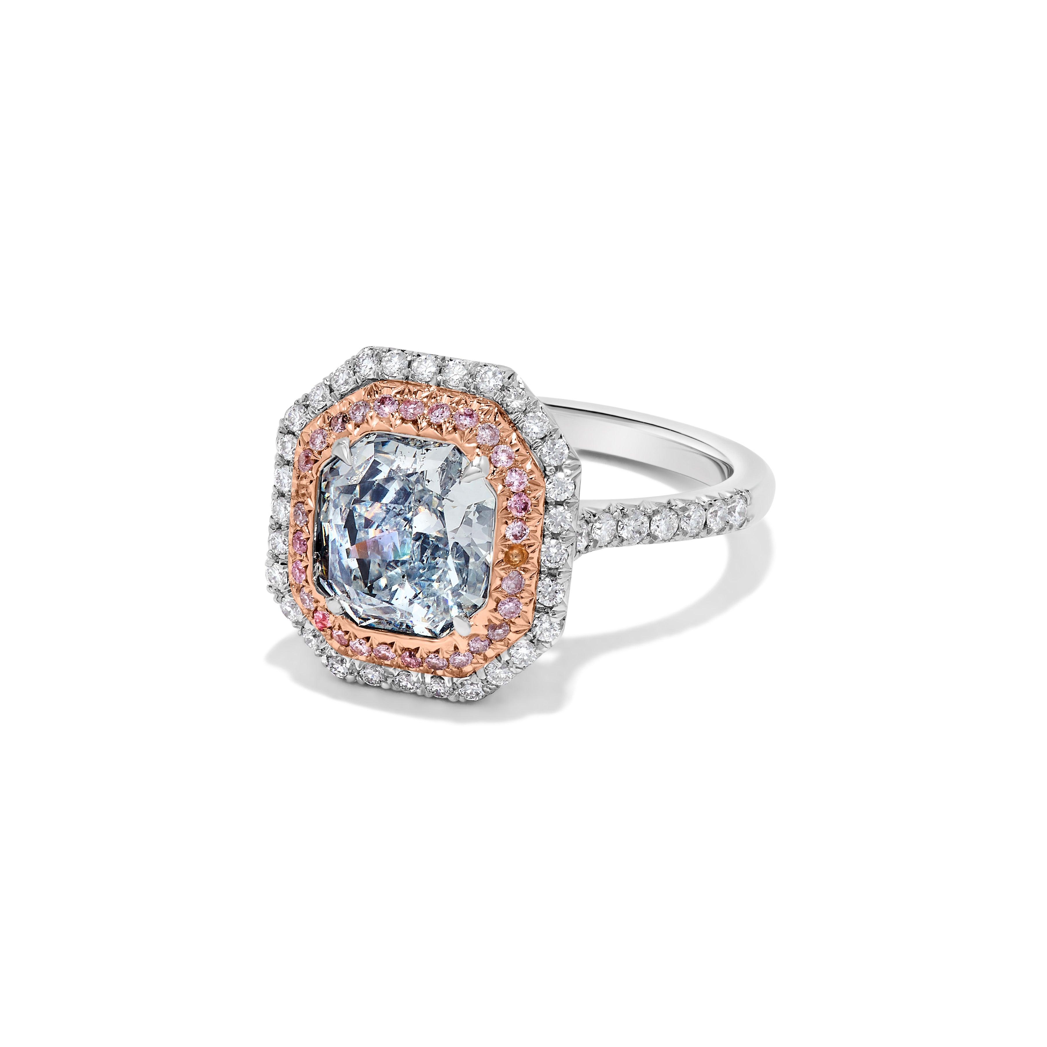 GIA Blue Diamond Ring with Pink & White Diamonds Accents JR2M14GK