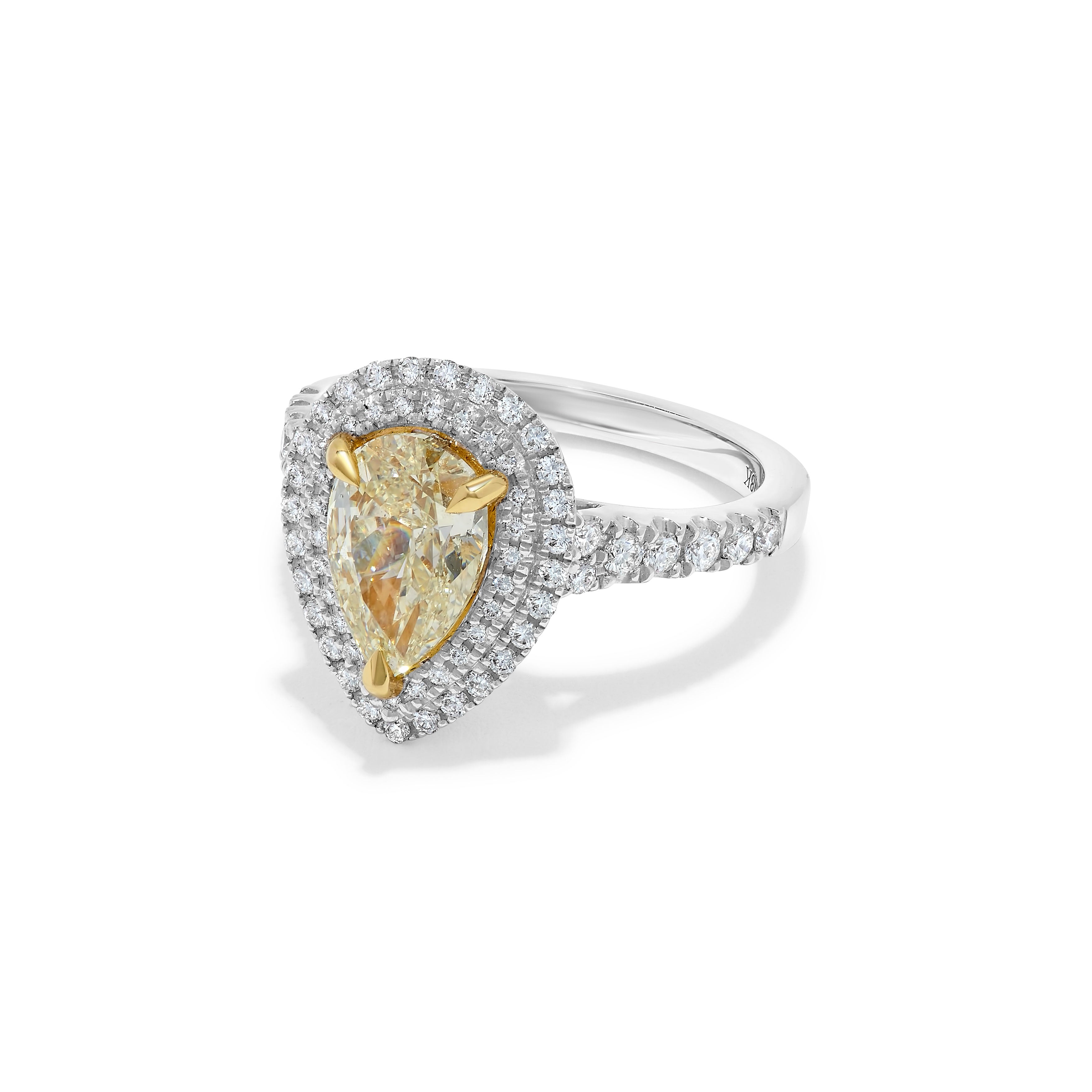 GIA Yellow Pear Cut & White Diamond Ring JR2P12GH