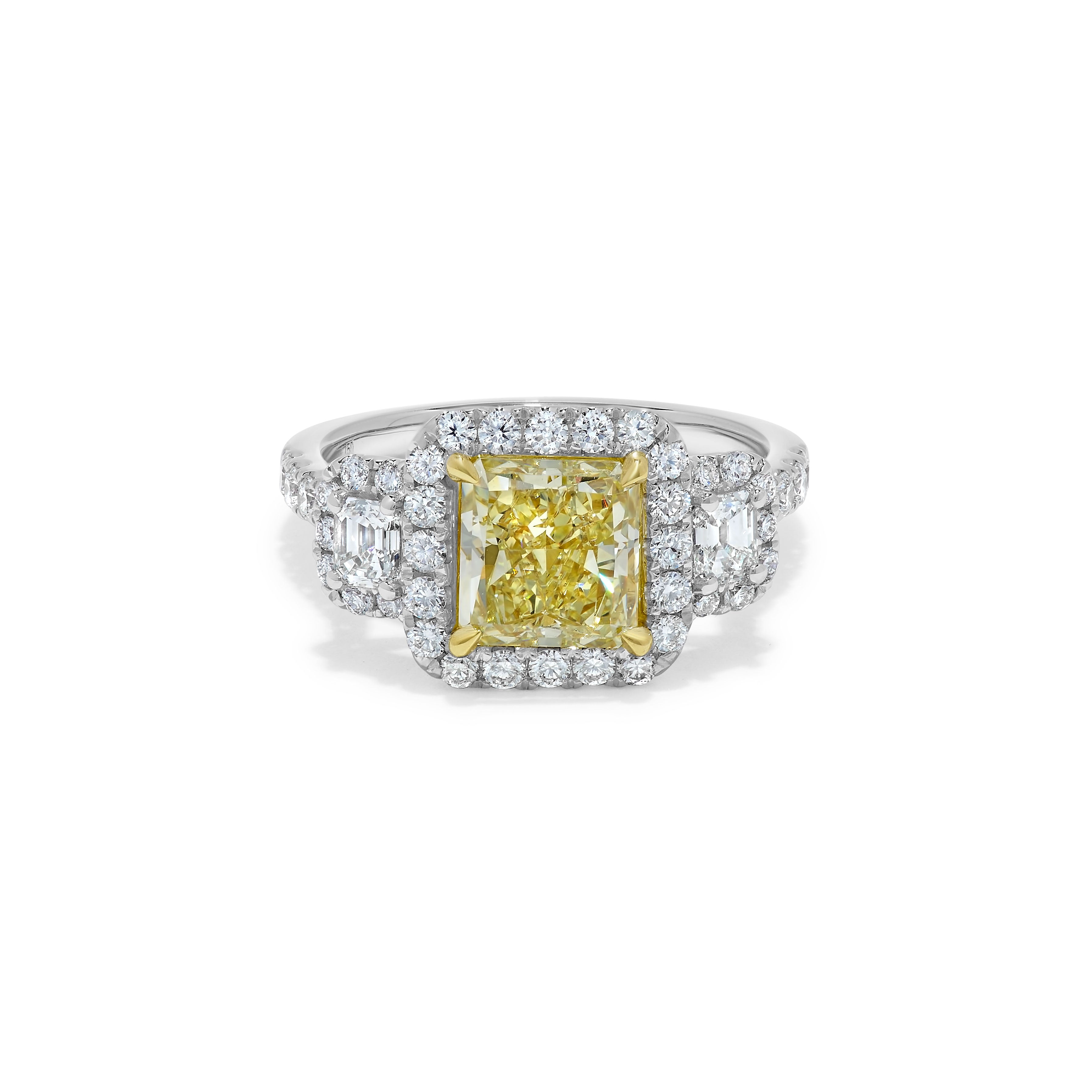GIA Yellow Radiant Cut & White Diamond Ring JR2P45GH