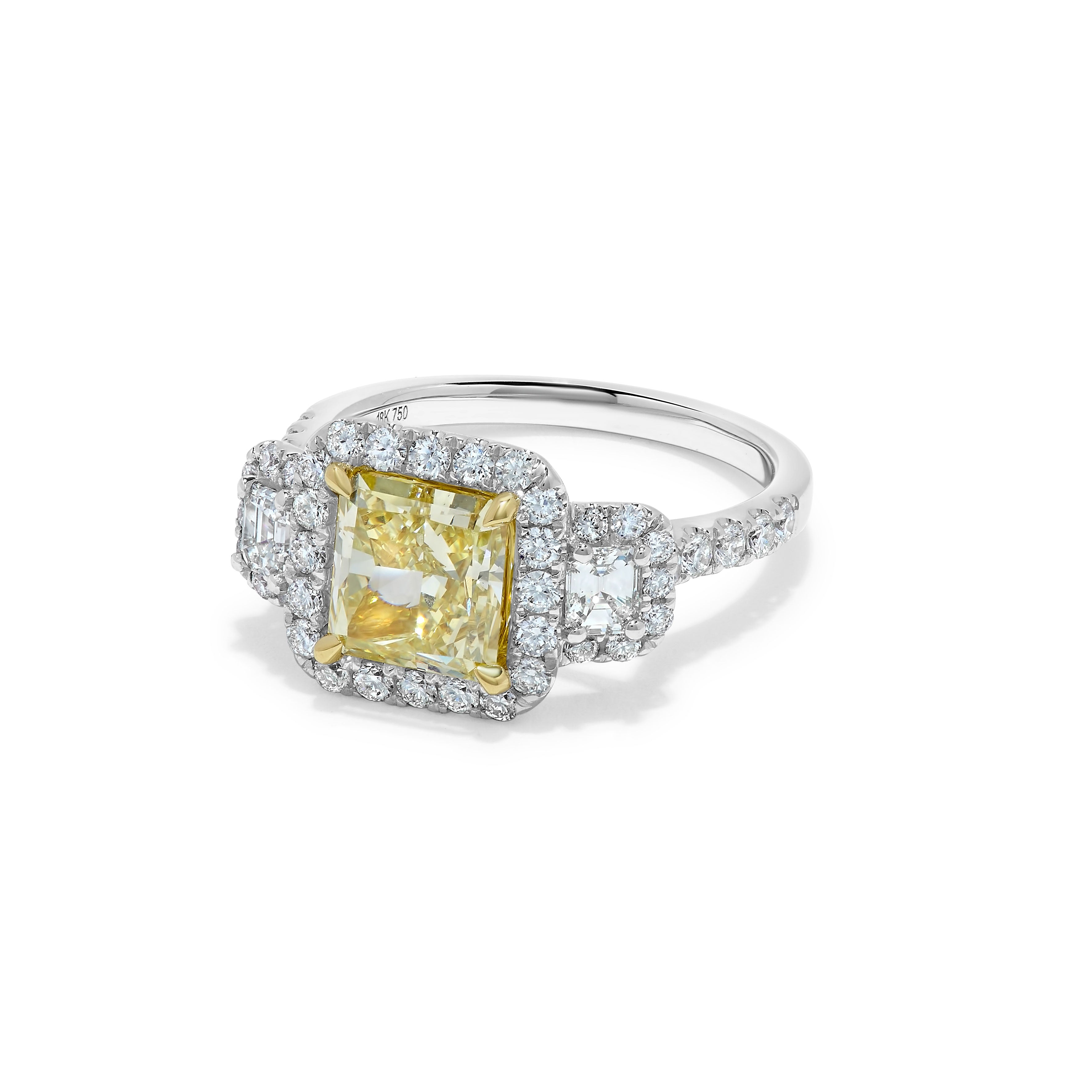 GIA Yellow Radiant Cut & White Diamond Ring JR2P45GH