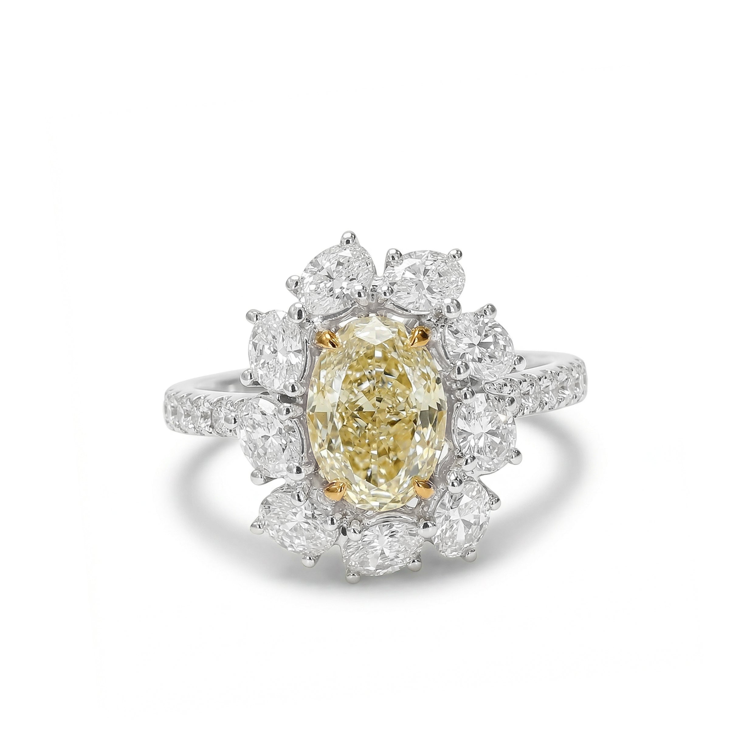 Natural Yellow Oval Diamond Halo Ring | GIA Certified product image 1