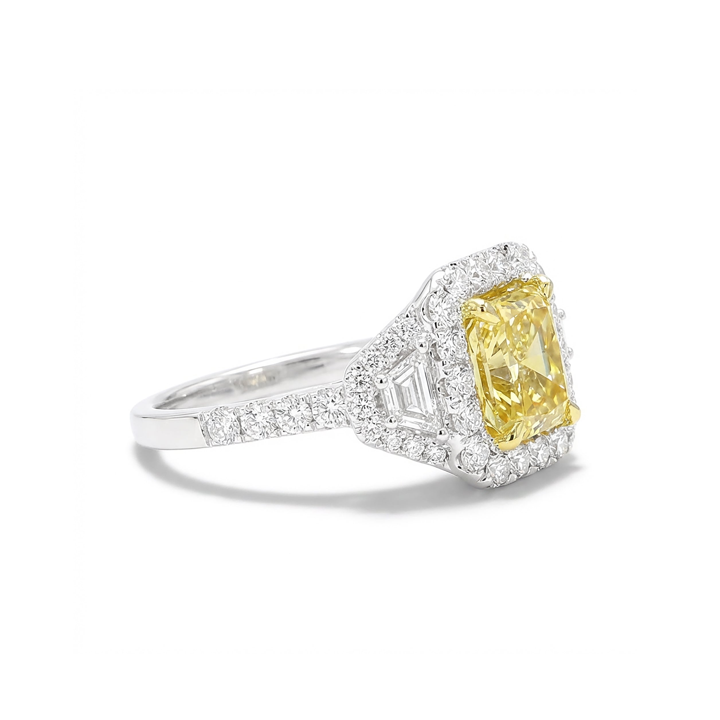 Natural Yellow Radiant Diamond Halo Ring | GIA Certified product image 2